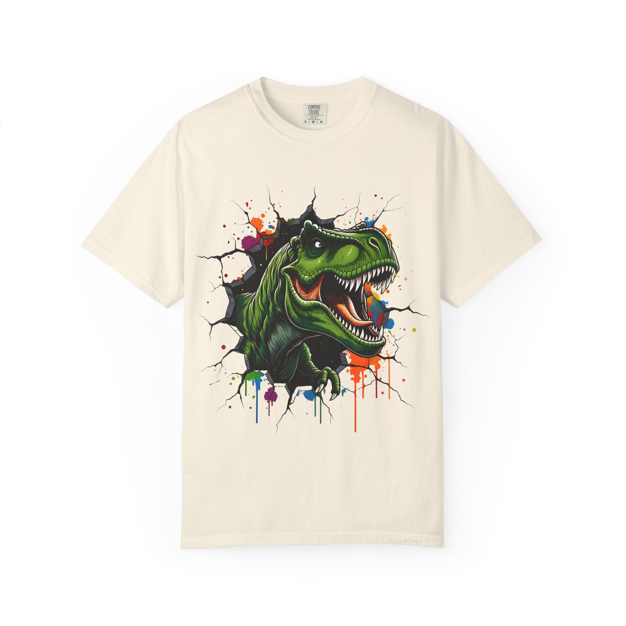 T Rex Burst Graphic T Shirt Colorful Dino Head Tee