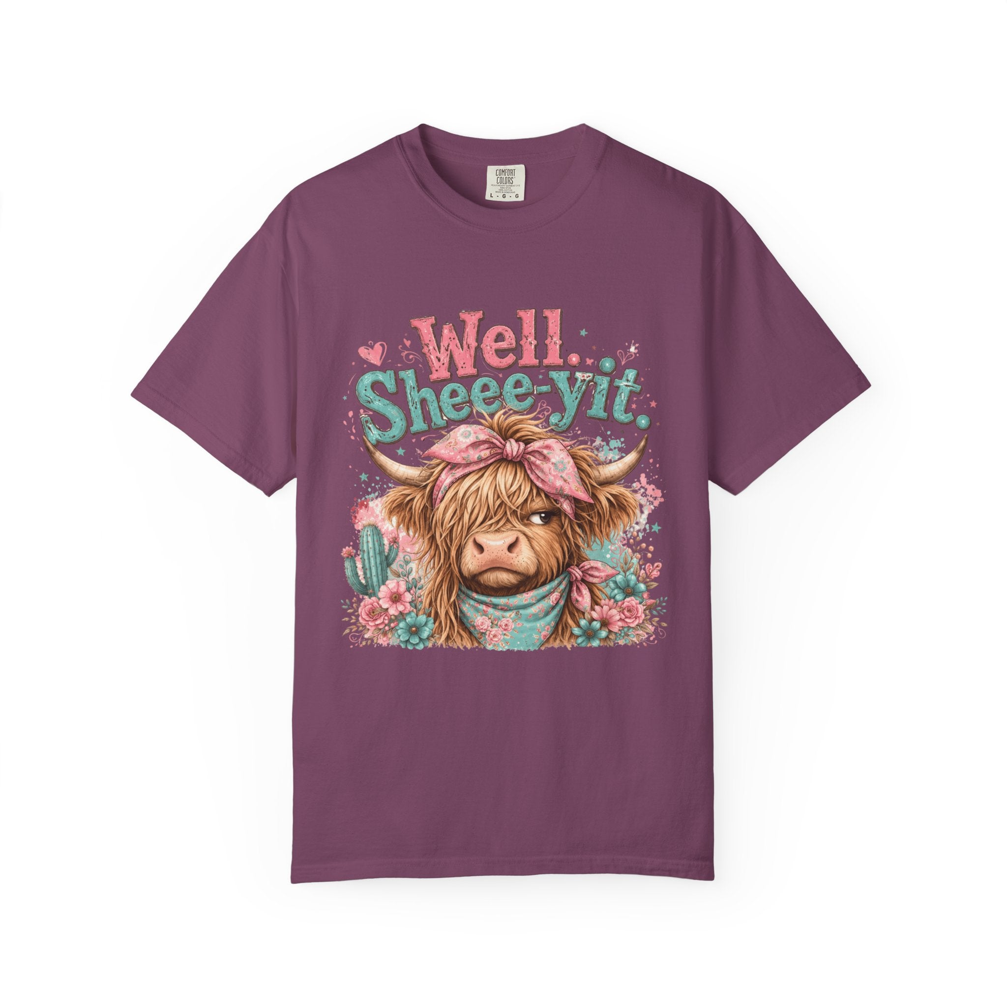 T-Shirt Well Sheey it Cute Highland Cow Graphic Tee