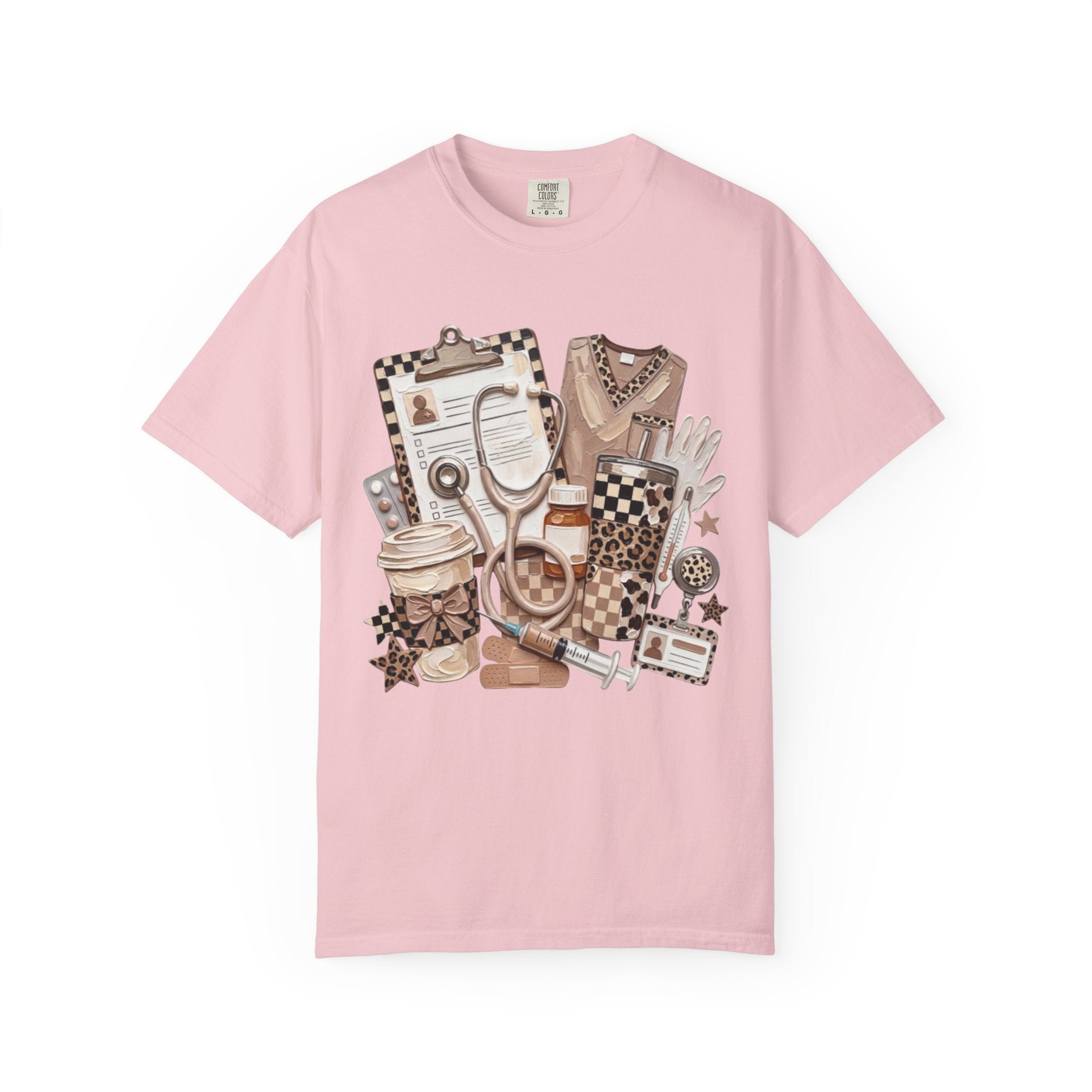 Nurse Essentials Graphic T Shirt Medical Stethoscope Coffee Clipboard Design