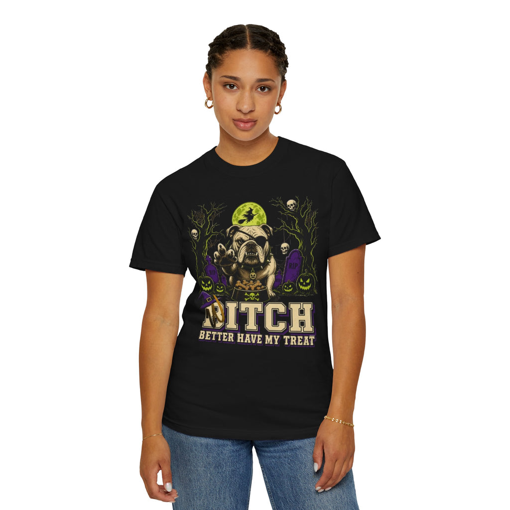 Halloween Bulldog T Shirt Bitch Better Have My Treat Spooky Costume Tee