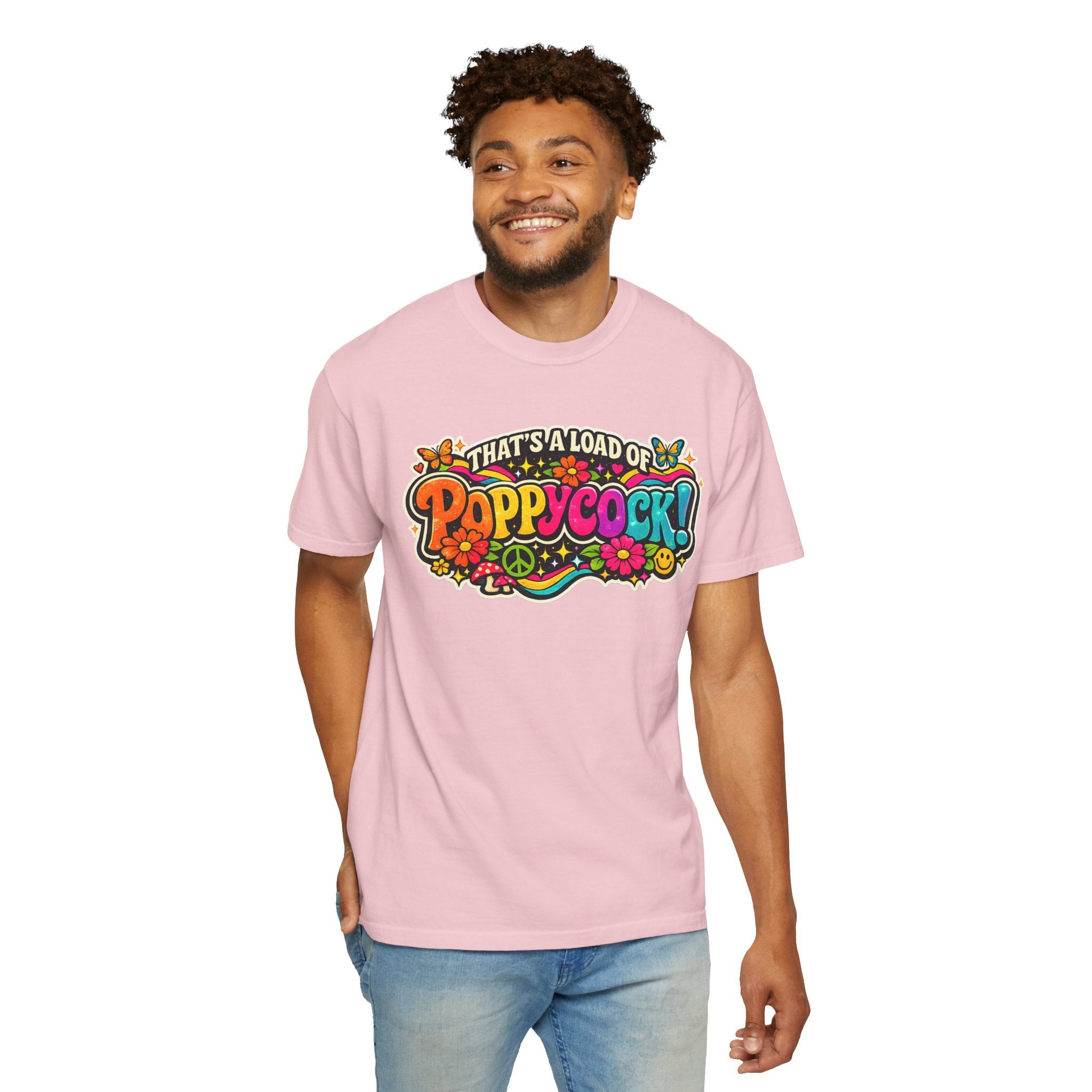 Poppycock Retro Hippie T Shirt  That’s a Load of Poppycock Colorful Vintage Floral Tee