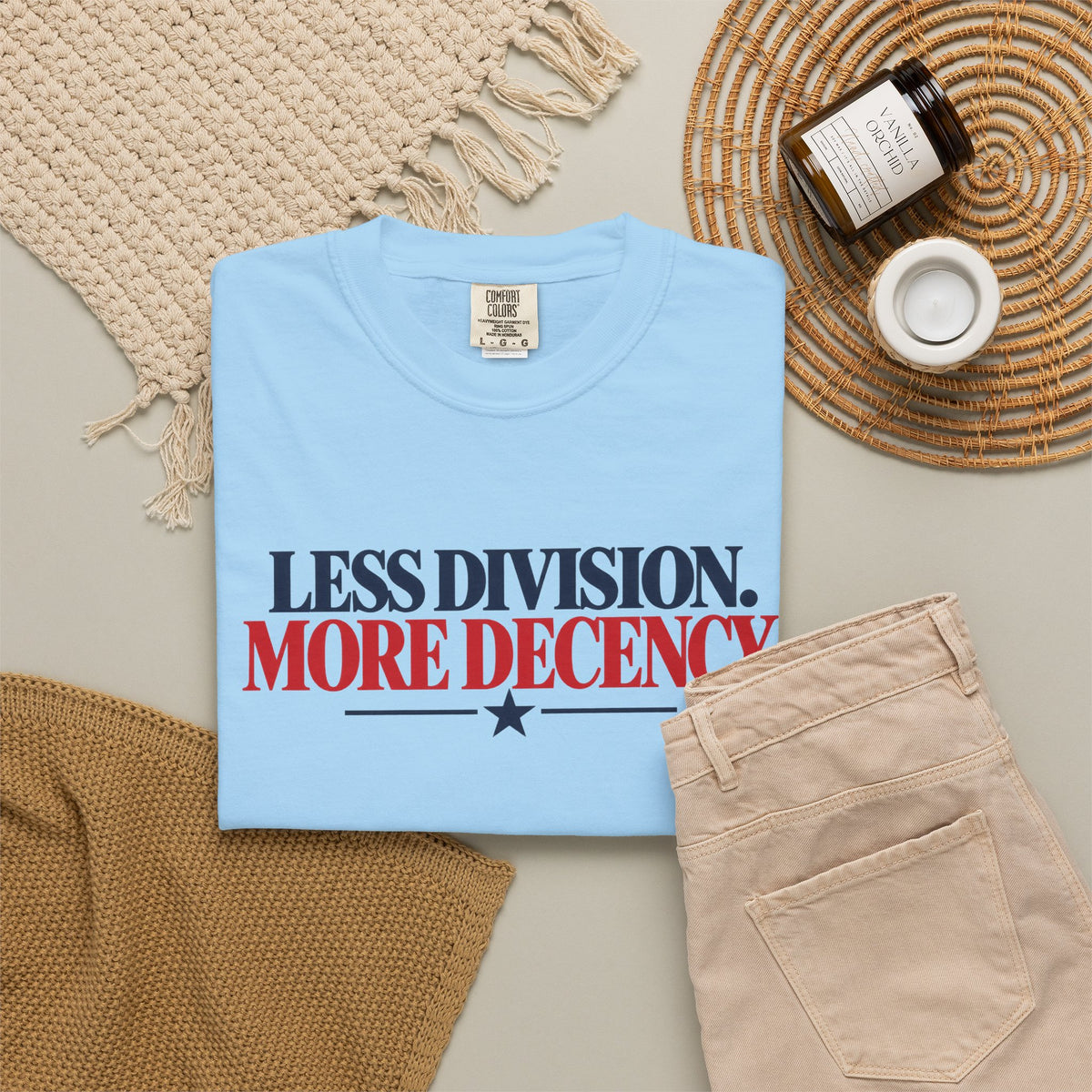 Less Division More Decency Shirt, Kindness Matters Tee, Unity T-Shirt, Comfort Colors Patriotic Shirt, Positive Message Graphic Tee