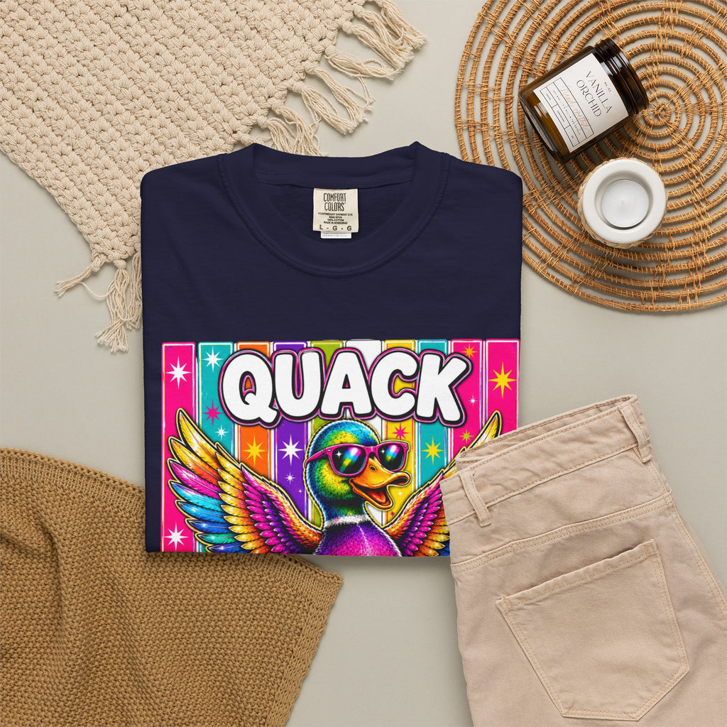 Quack Headed Duck T Shirt Vibrant Retro Rainbow Duck Graphic Tee
