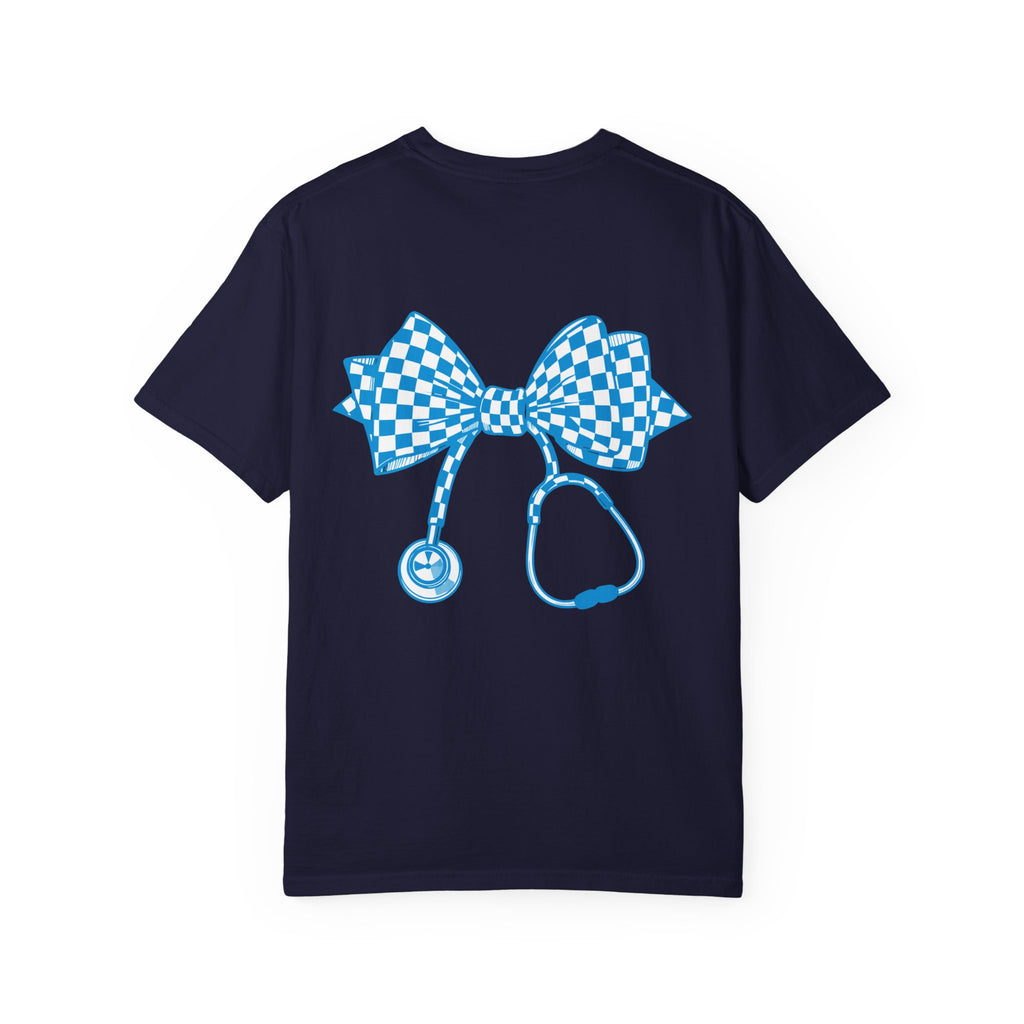Checkerboard Stethoscope T Shirt Cute Nurse Doctor Medical Tee