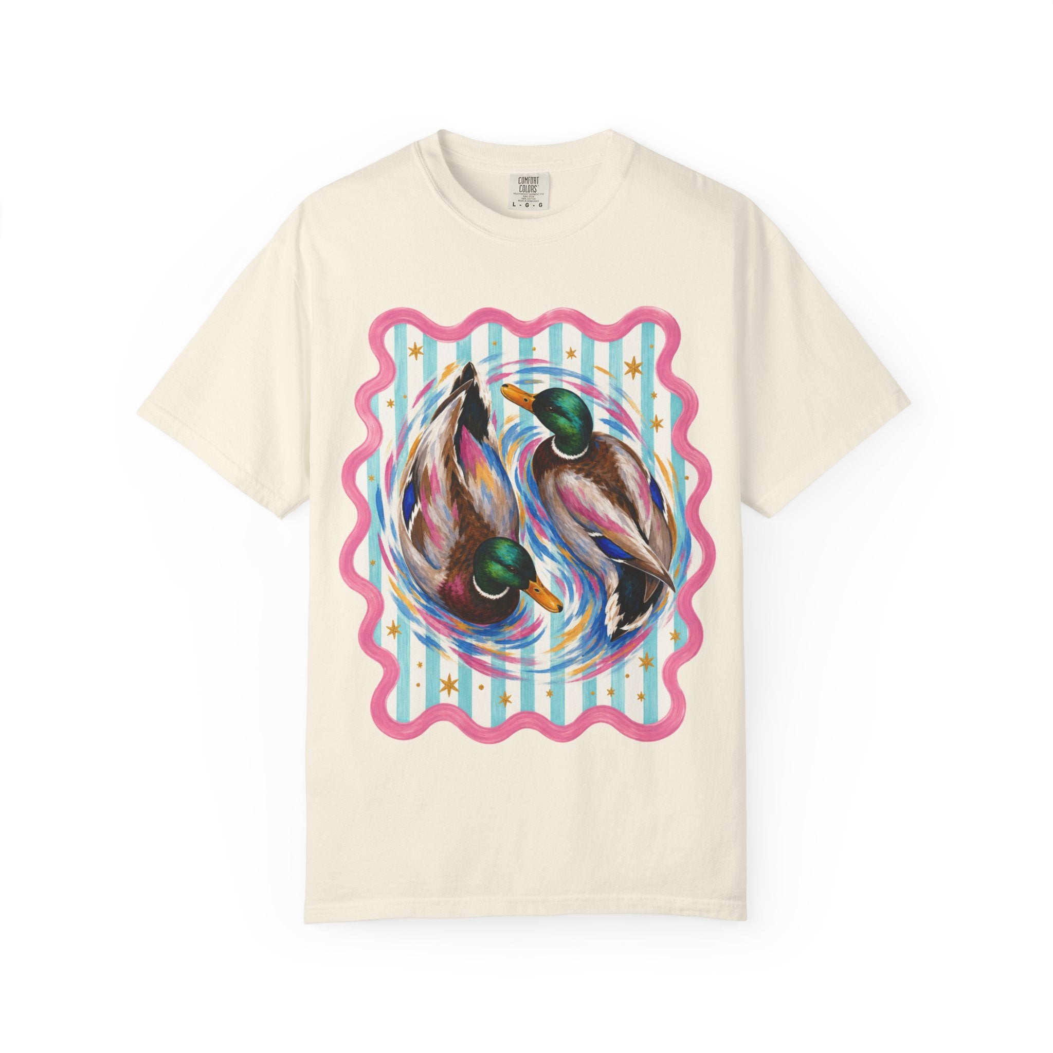 Mallard Duck Art T Shirt Colorful Paired Ducks Graphic Tee