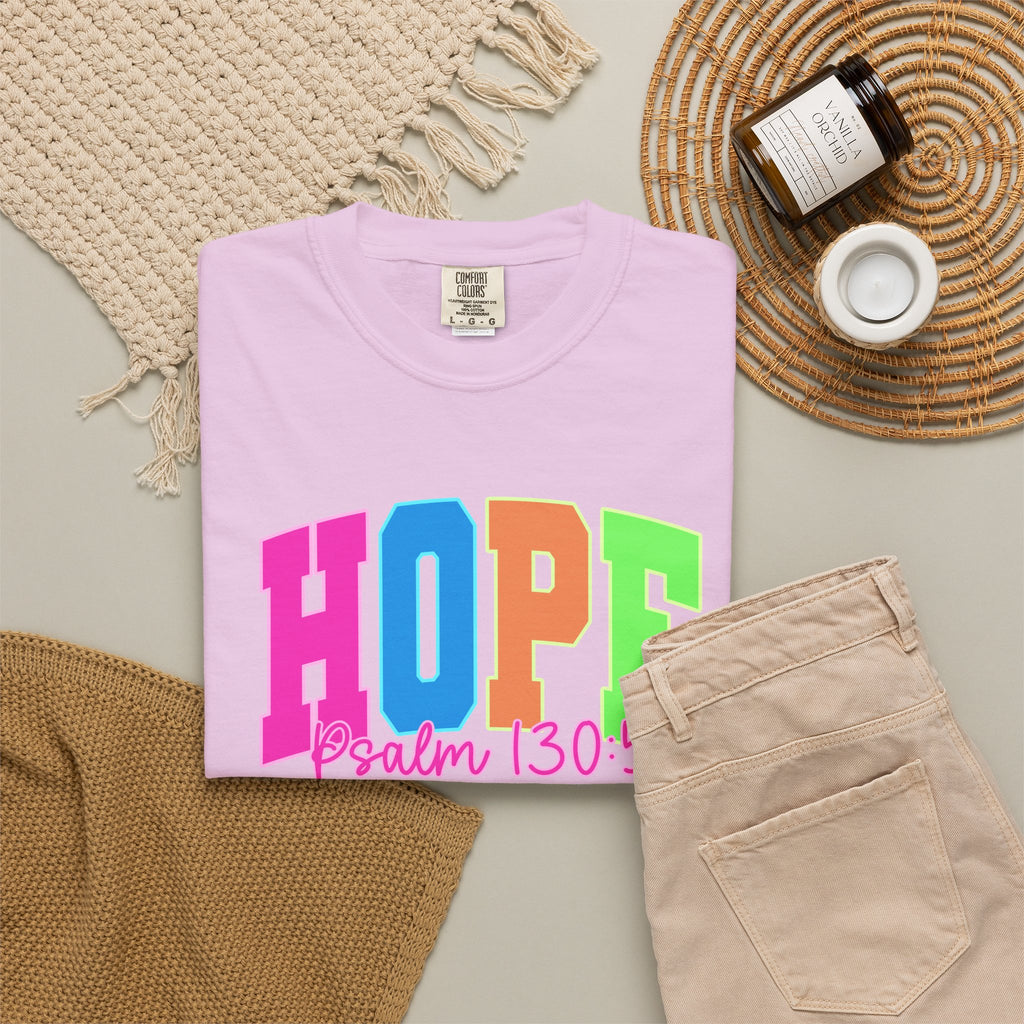 Hope Psalm 130 5 TeeShirt Colorful Christian Faith Tee
