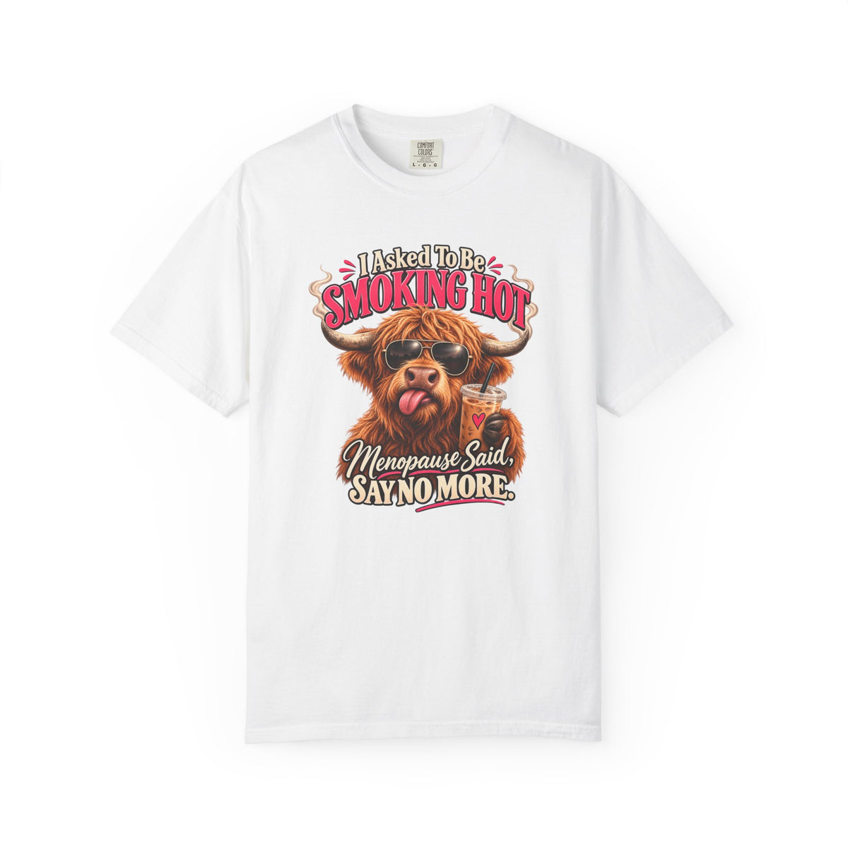 Menopause Smoking Hot Tee Shirt Funny Cow with Sunglasses and Drink