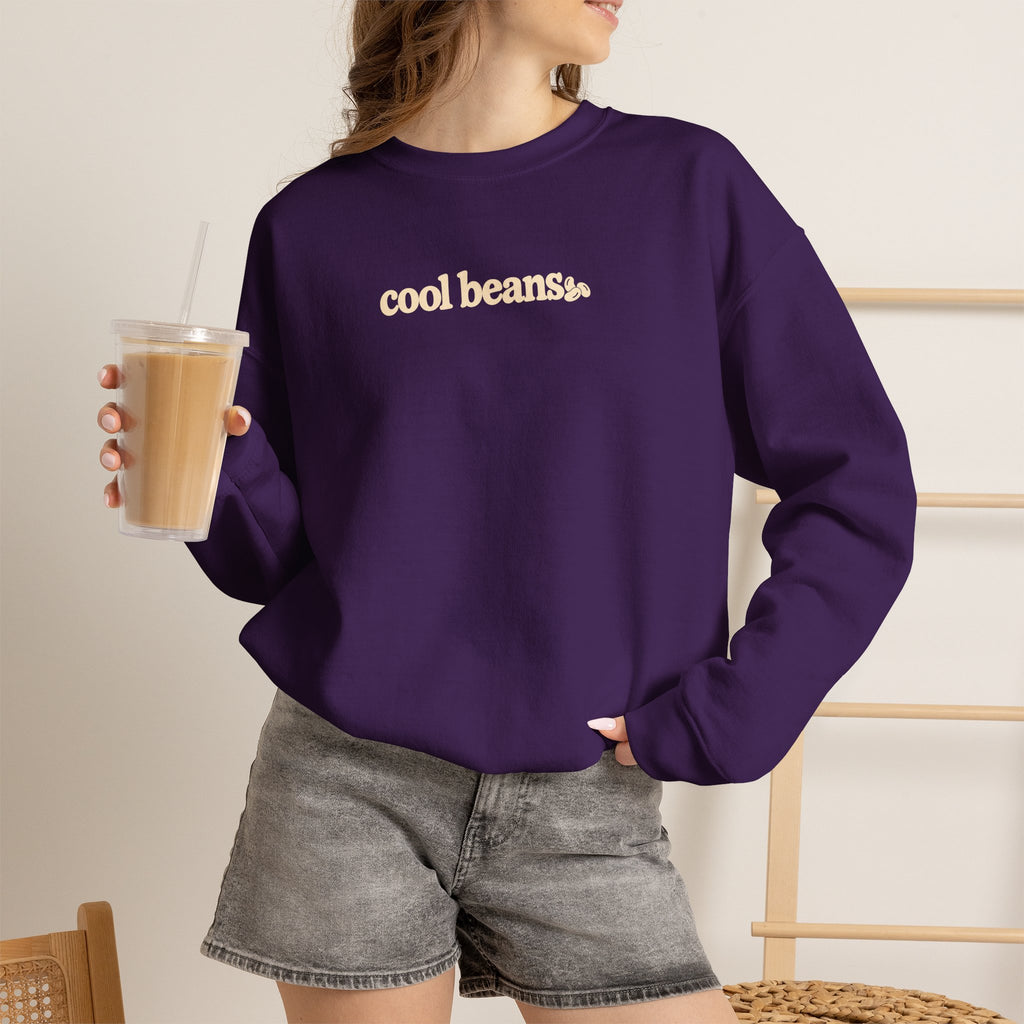 cool beans text Crewneck Sweatshirt | minimalist typography, black sweatshirt