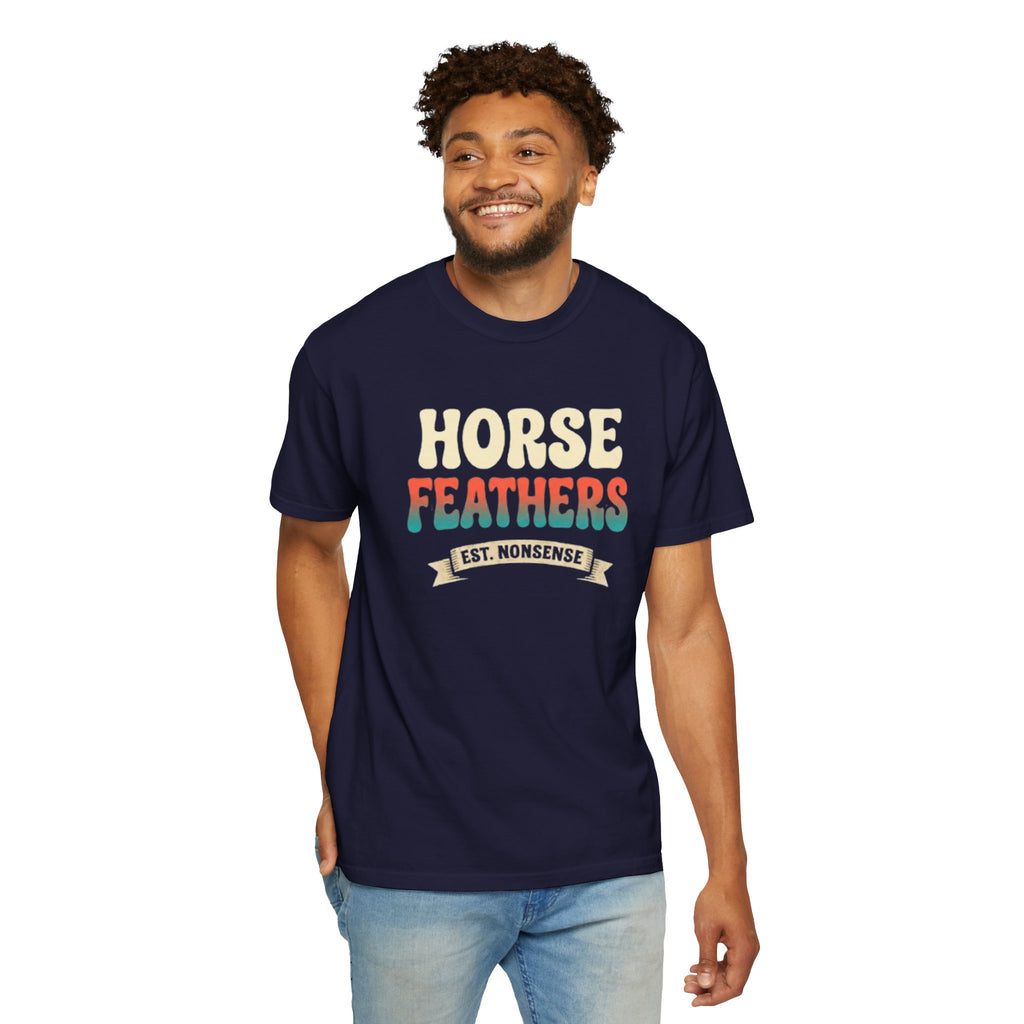 Horse Feathers Graphic T-Shirt Vintage Retro Logo Tee