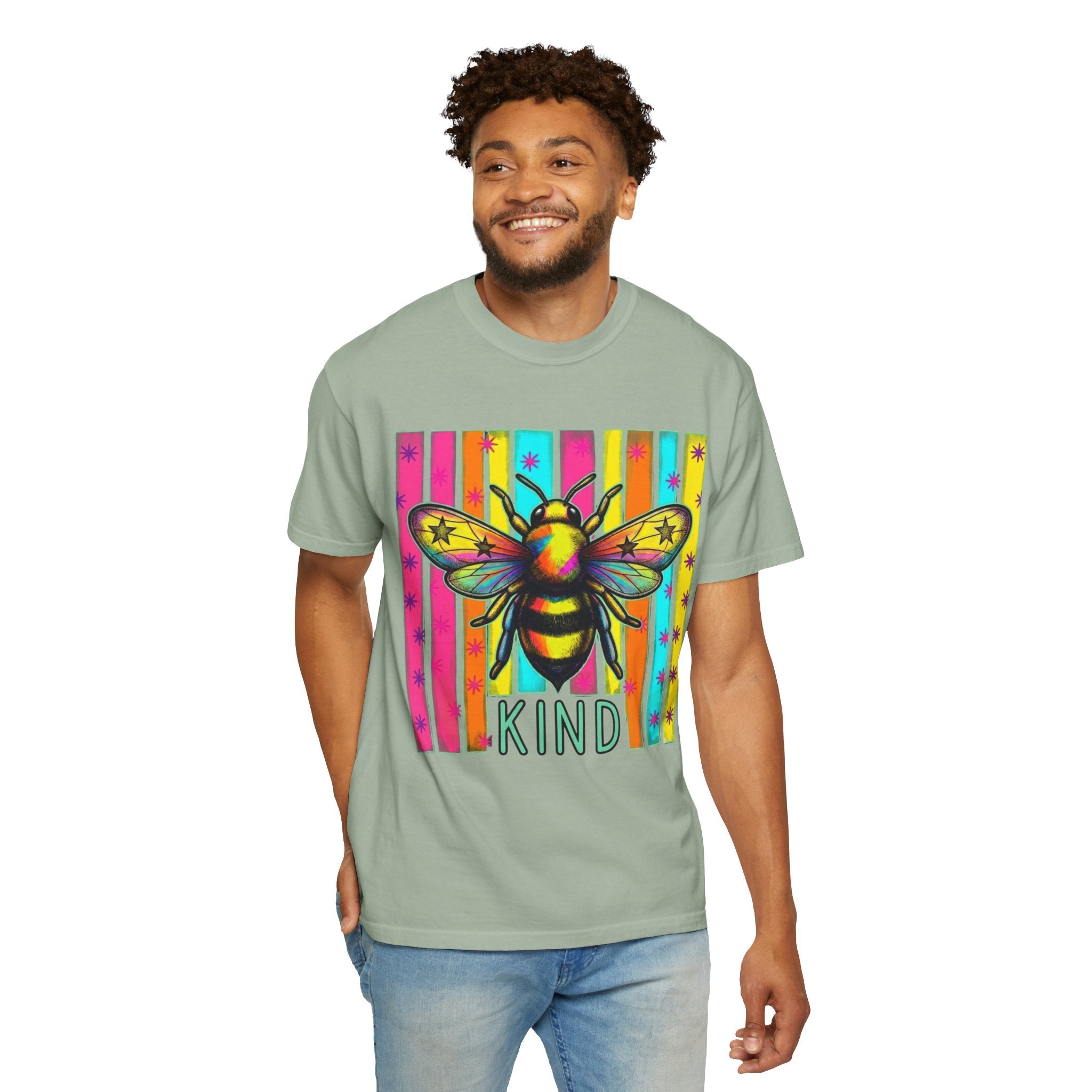 Bee Kind T Shirt Colorful Retro Striped Graphic Tee