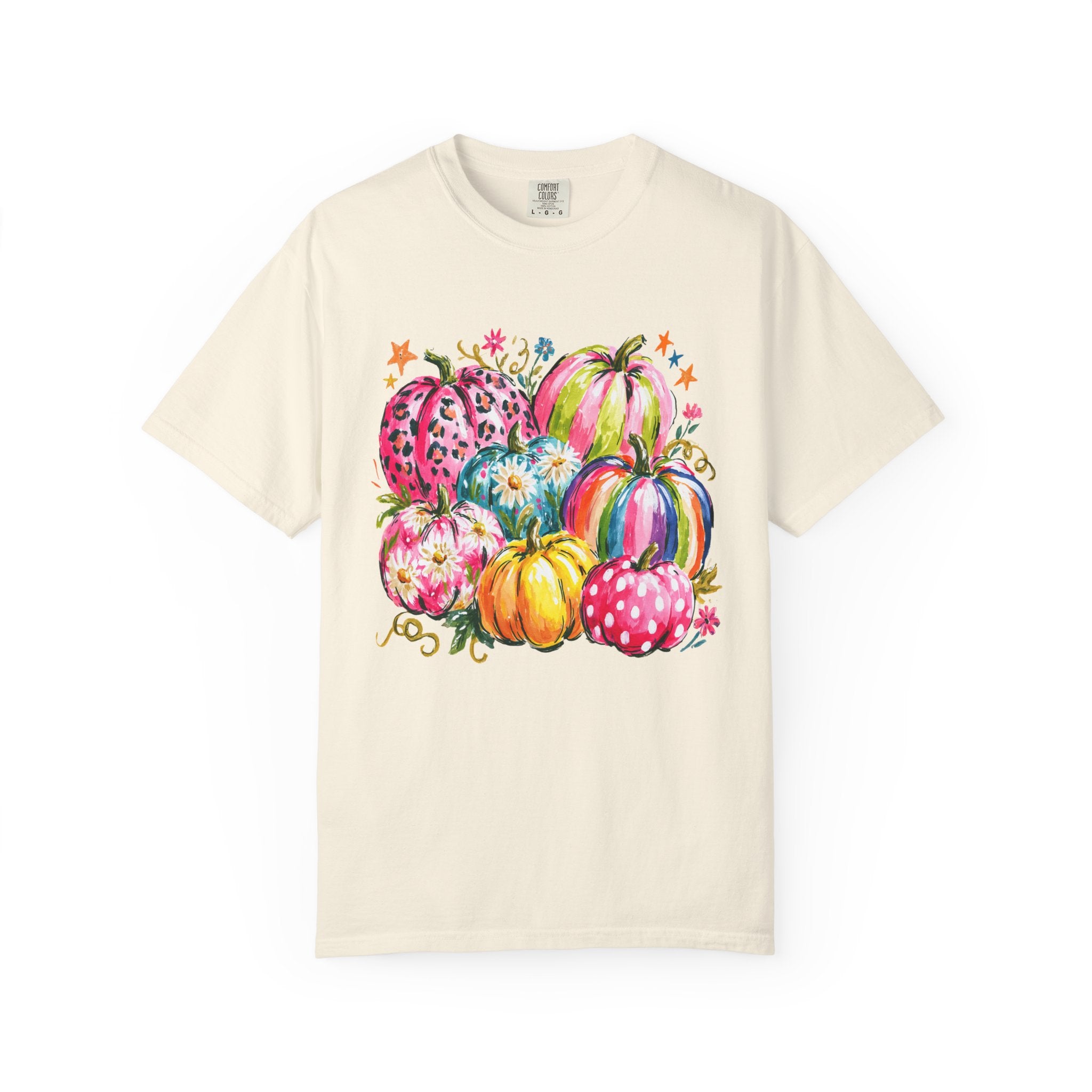 Watercolor Rainbow Pumpkins T Shirt Colorful Fall Harvest Tee