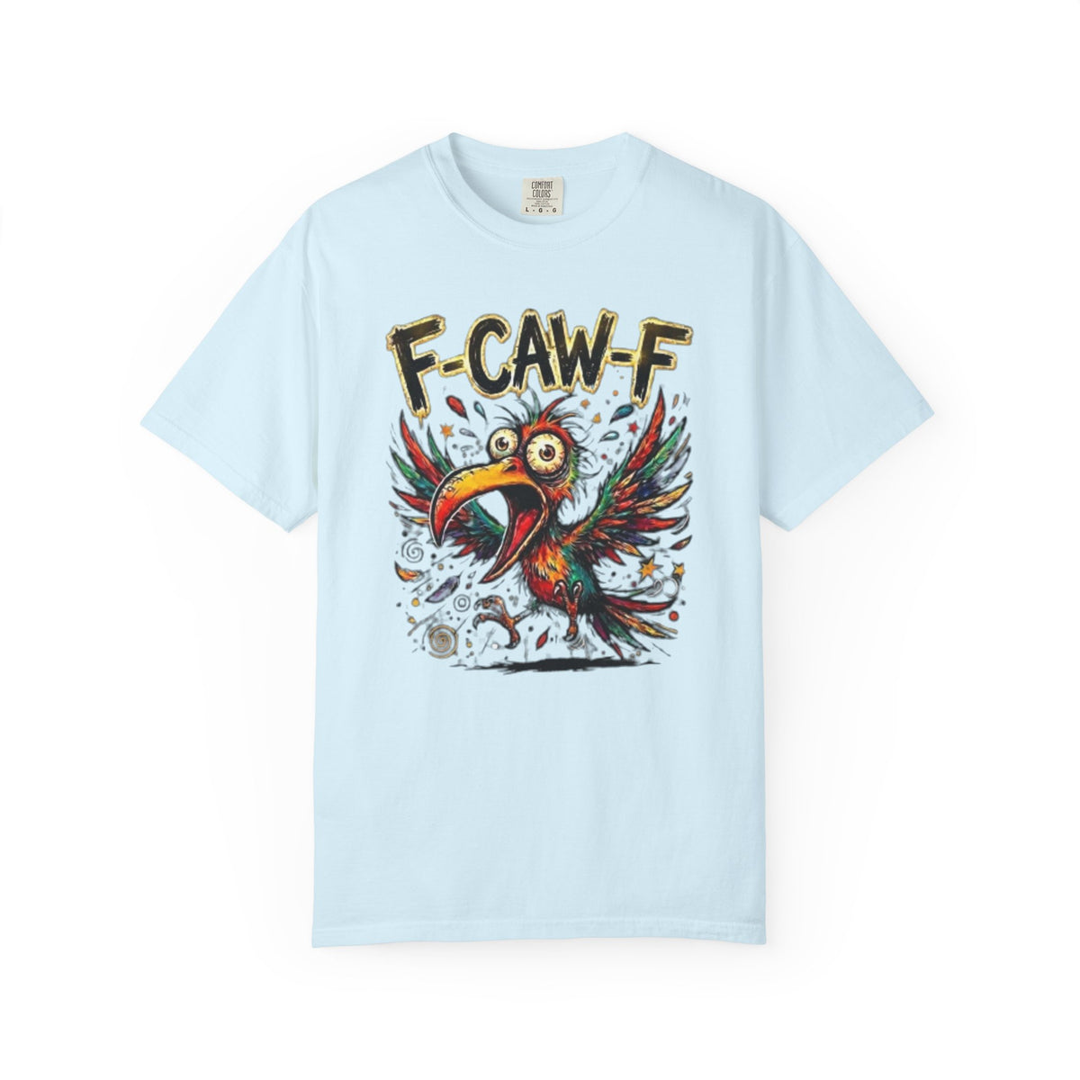 F-CAW-F Cartoon Parrot T-Shirt Colorful Tropical Bird Graphic Tee