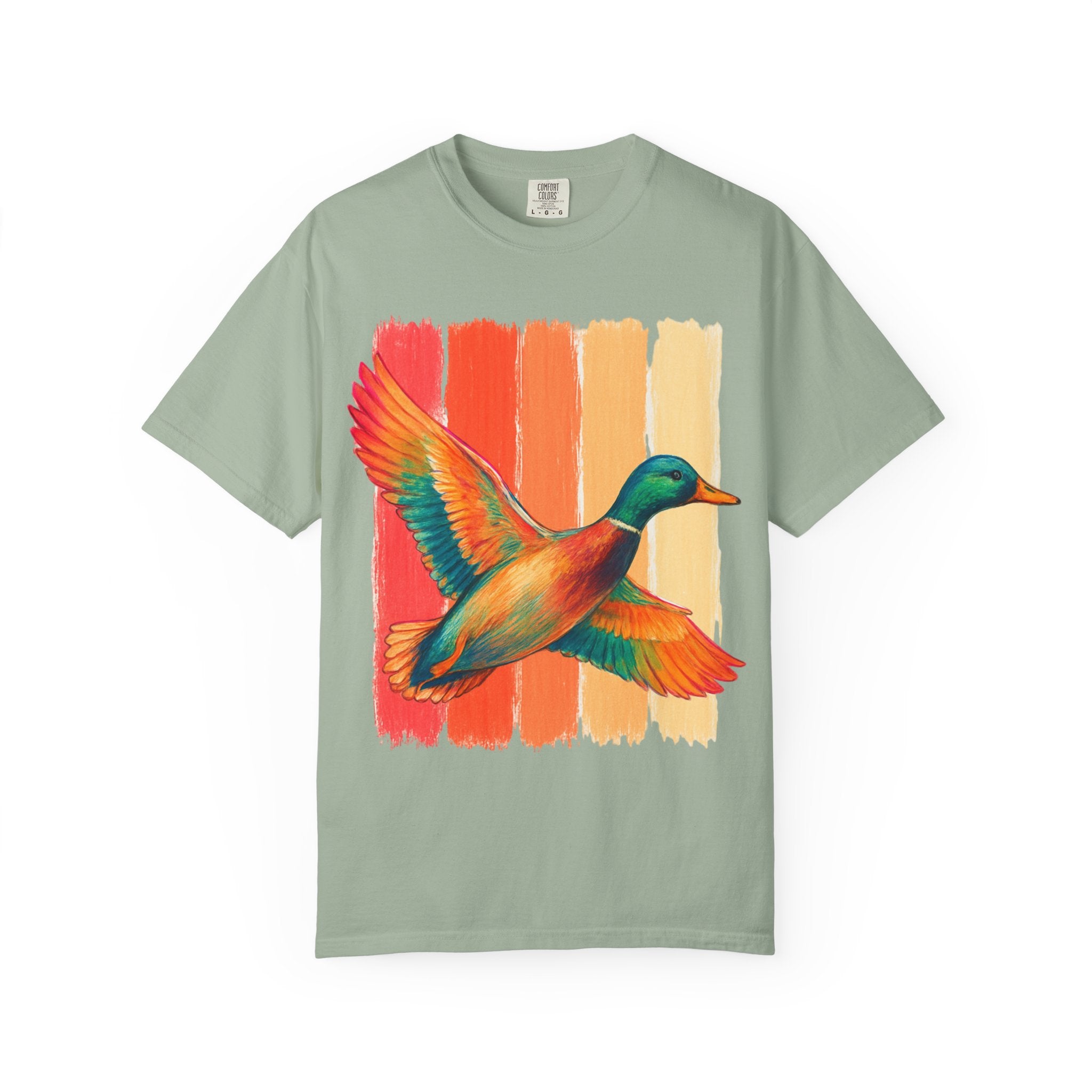 Mallard Duck Graphic T Shirt Vintage Sunset Stripes