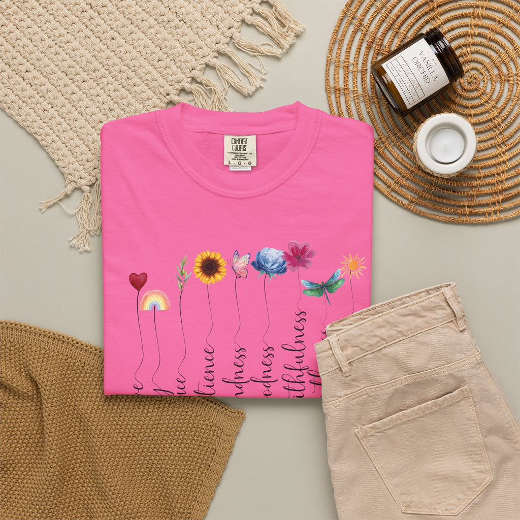 Fruit of the Spirit Floral Tee shirt | Galatians 5:22 Scripture Tee