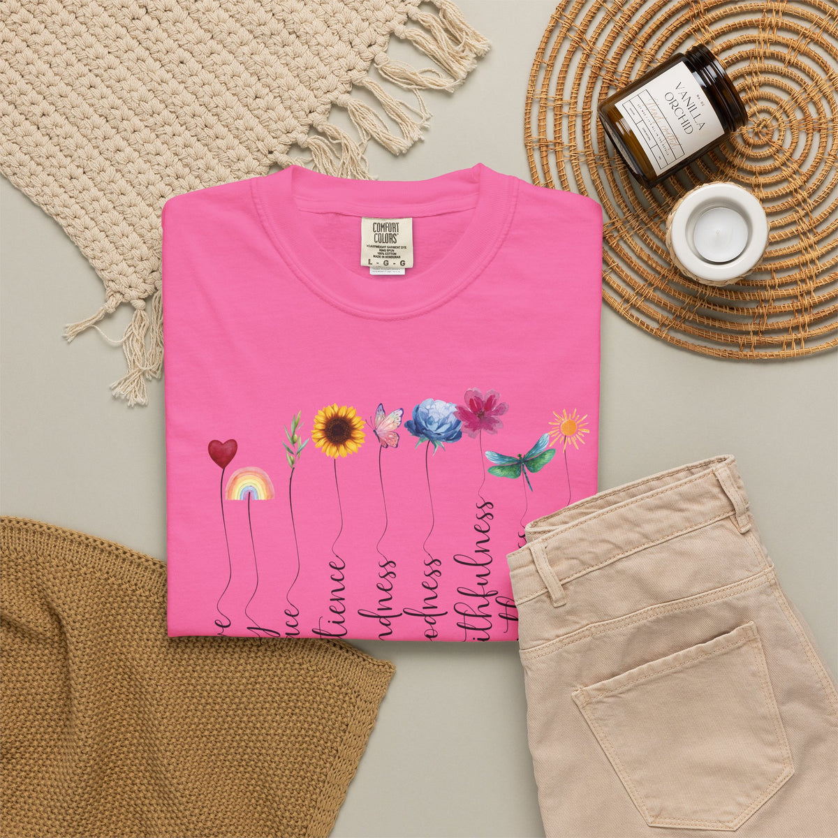 Fruit of the Spirit Floral Tee shirt | Galatians 5:22 Scripture Tee