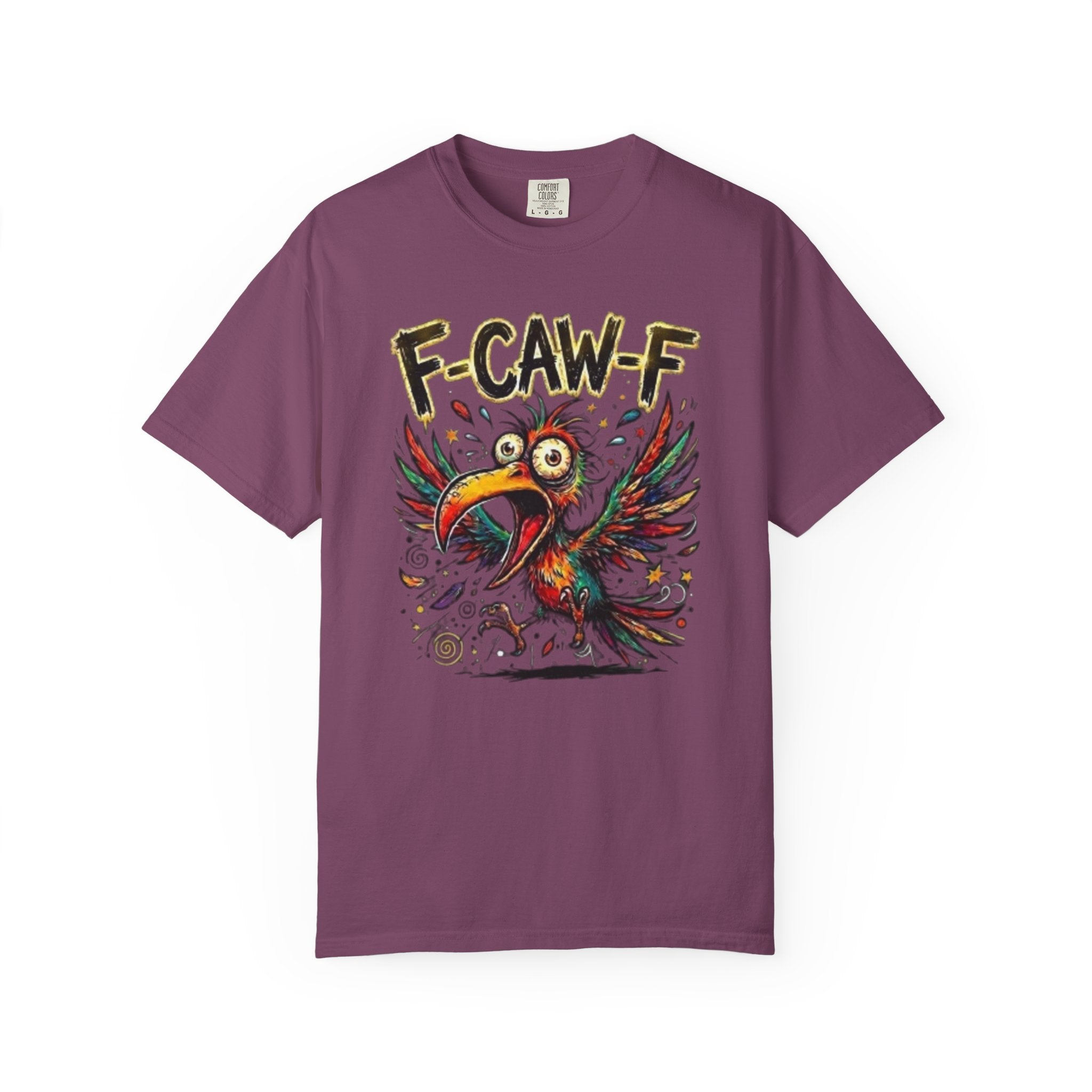 F-CAW-F Cartoon Parrot T-Shirt Colorful Tropical Bird Graphic Tee