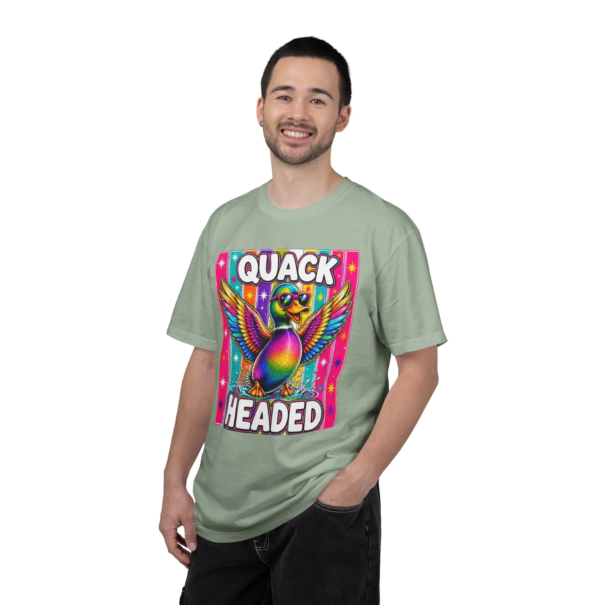 Quack Headed Duck T Shirt Vibrant Retro Rainbow Duck Graphic Tee