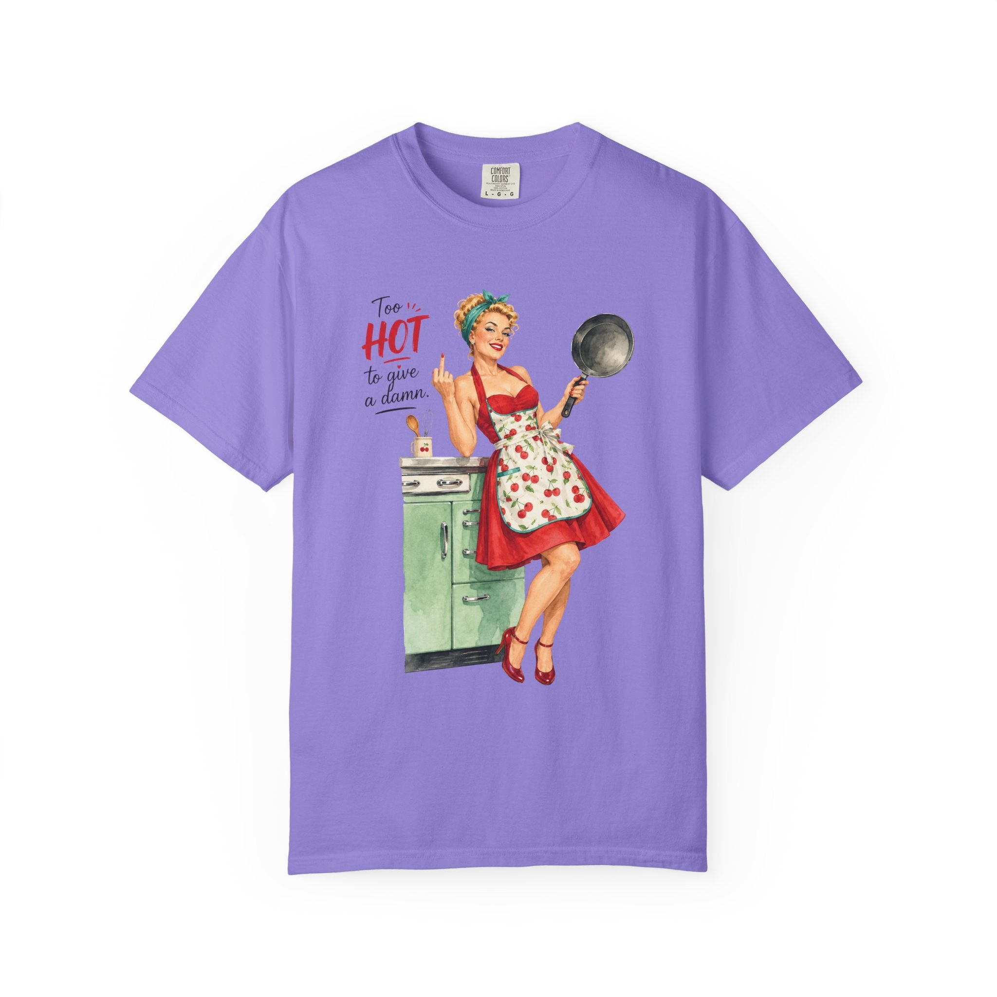 Vintage Pinup Cooking T-Shirt Too Hot to Handle Kitchen Tee