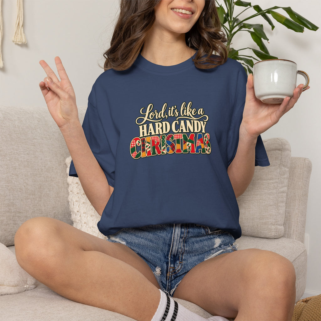 Hard Candy Christmas Shirt, Vintage Patchwork Christmas Tee, Retro Country Holiday Shirt, Coordinating Couple Christmas Shirts