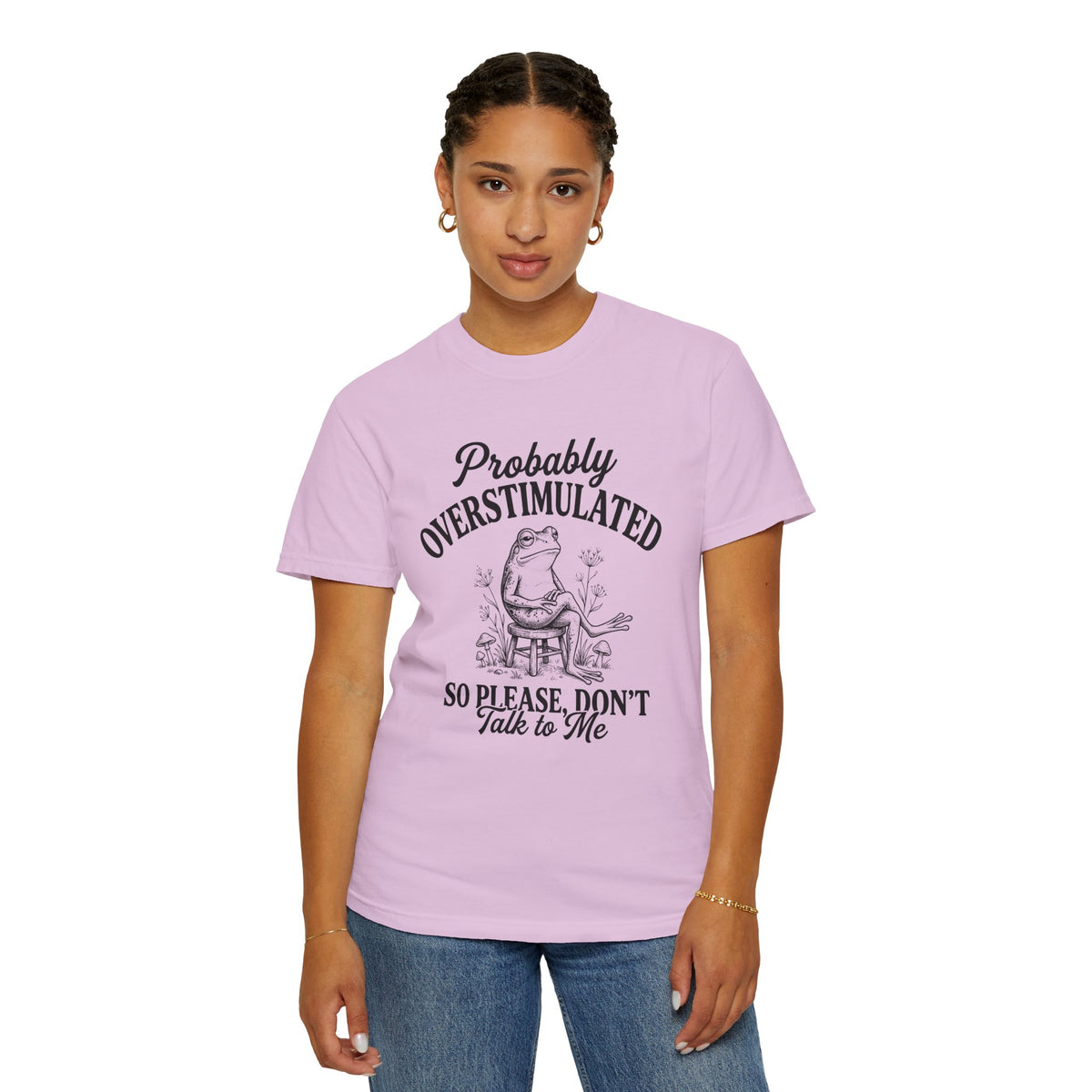Probably Overstimulated Frog Tee Shirt So Please Dont Talk to Me Graphic Tee