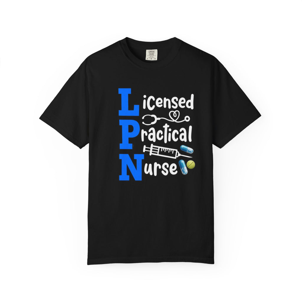LPN Licensed Practical Nurse Graphic T-Shirt Cute Medical Badge & Pills Design