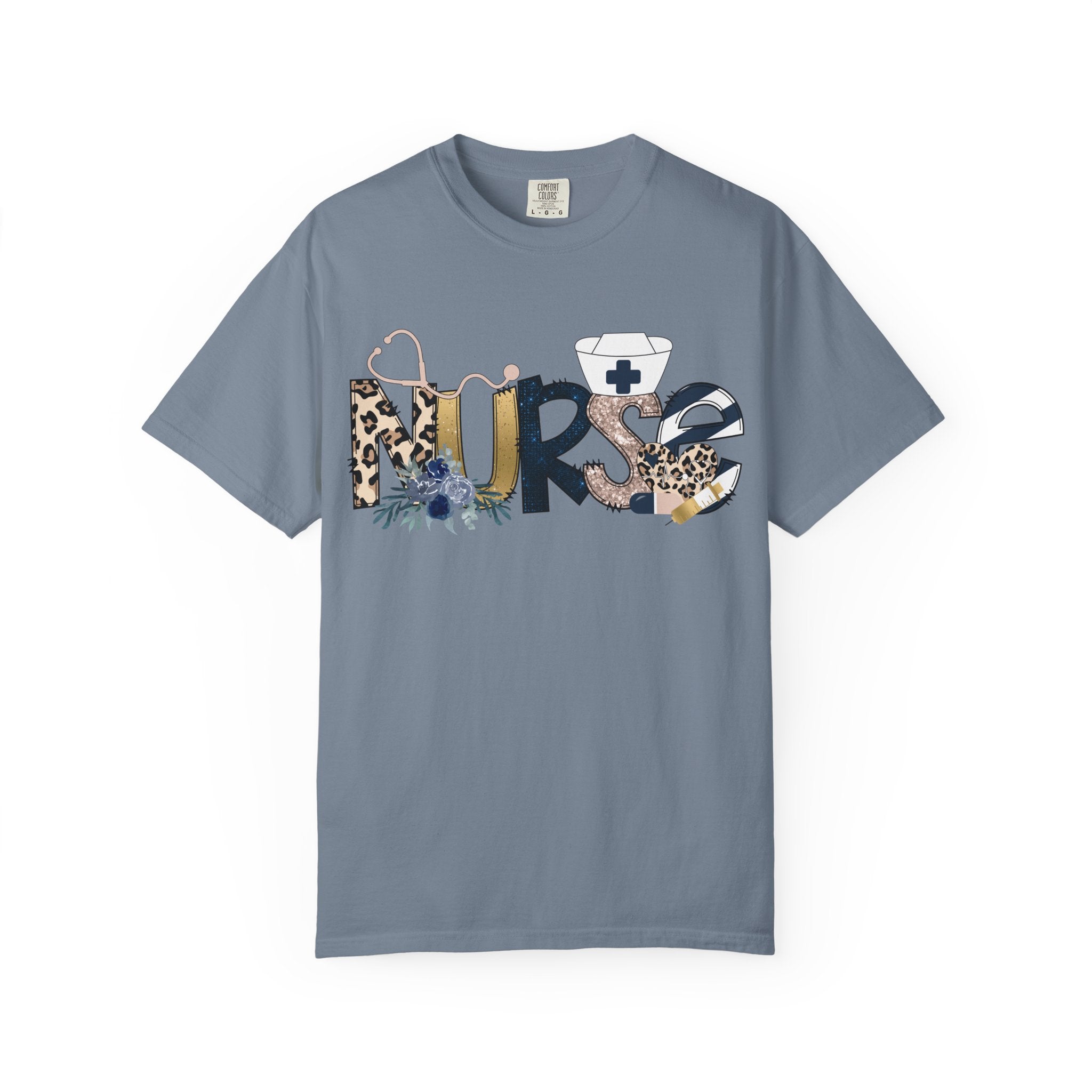 Nurse Floral Leopard Graphic T Shirt