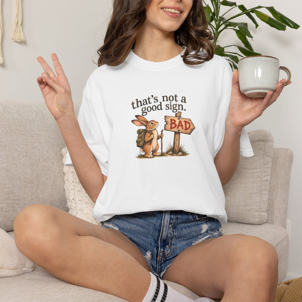 Thats Not a Good Sign bunny hikers mugshot Tee Shirt Funny hiking rabbit tee