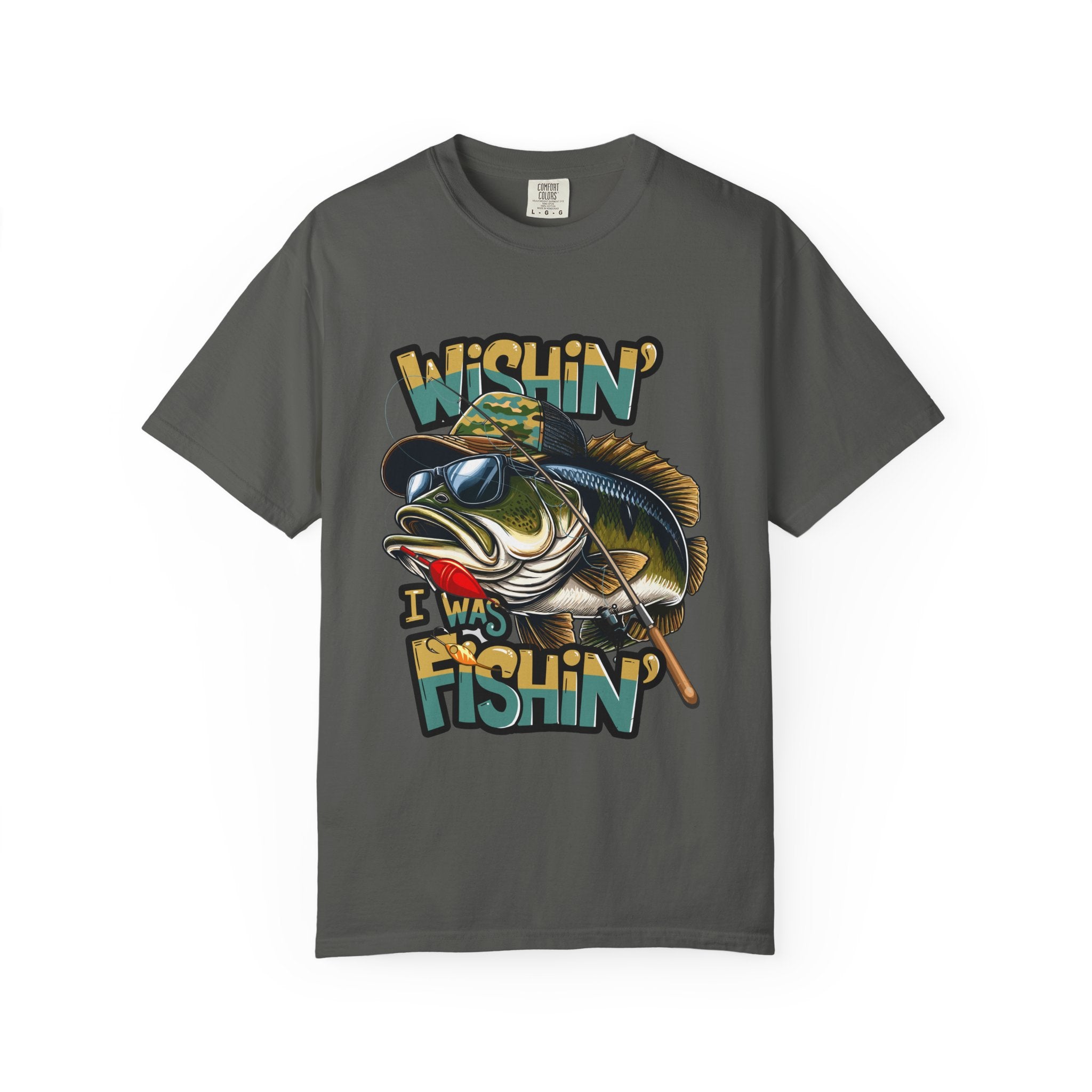 Fishing Graphic T Shirt Wishin Was Fishin Vintage Bass Tee