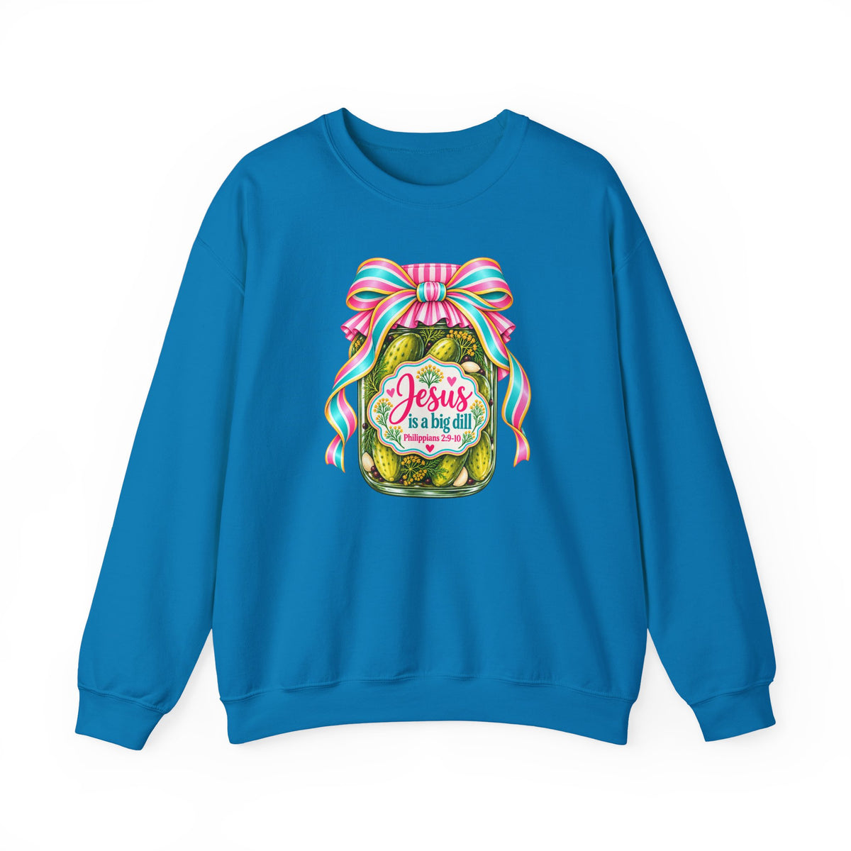 Preppy Christian Coquette Sweatshirt, Jesus Is a Big Dill, Pink Bow Pickle Crewneck, Cute Faith Graphic Sweatshirt, Christian Gift for Her
