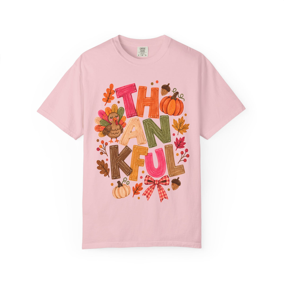 Thankful Turkey Shirt, Cute Thanksgiving Tee, Colorful Fall Graphic T-Shirt, Thanksgiving Outfit, Autumn Shirt, Fall Teacher Gift