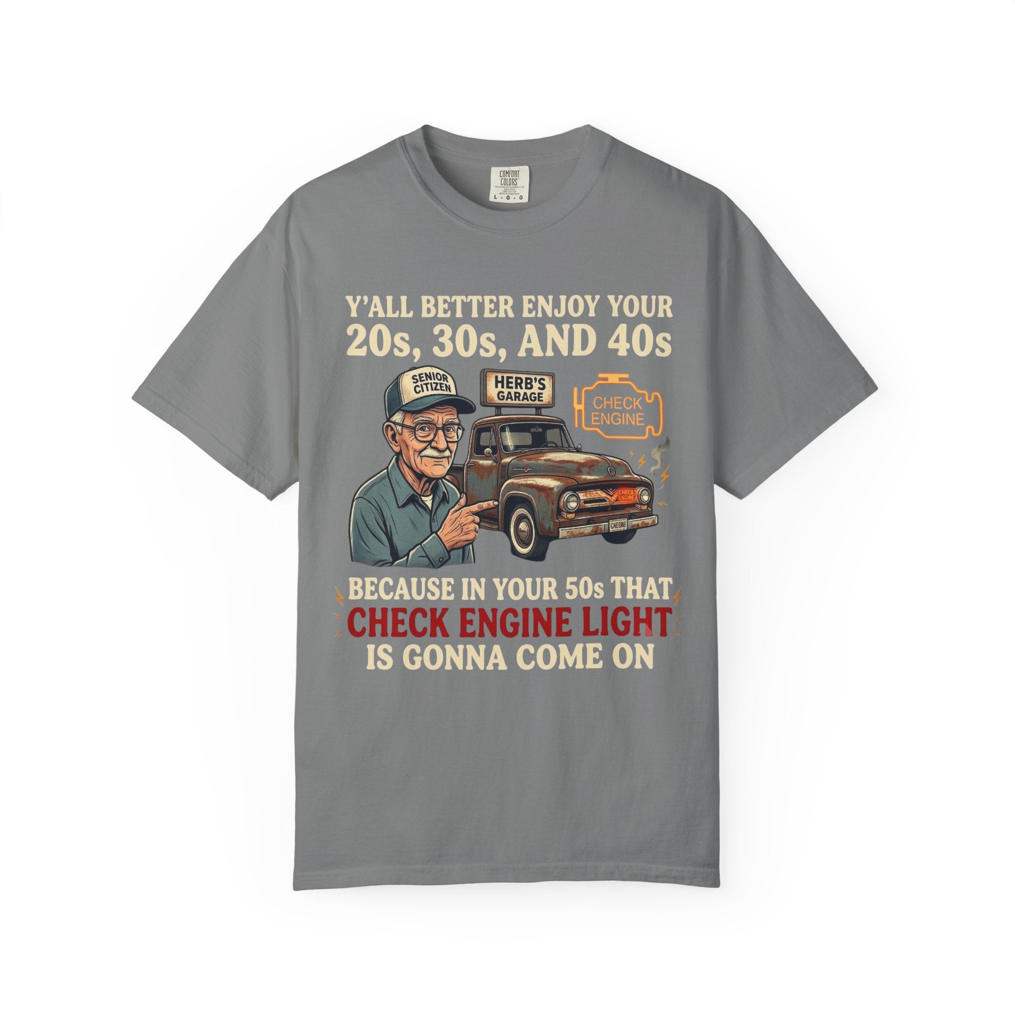 Check Engine Light Tee Shirt Funny Vintage Grandpa Truck Tee