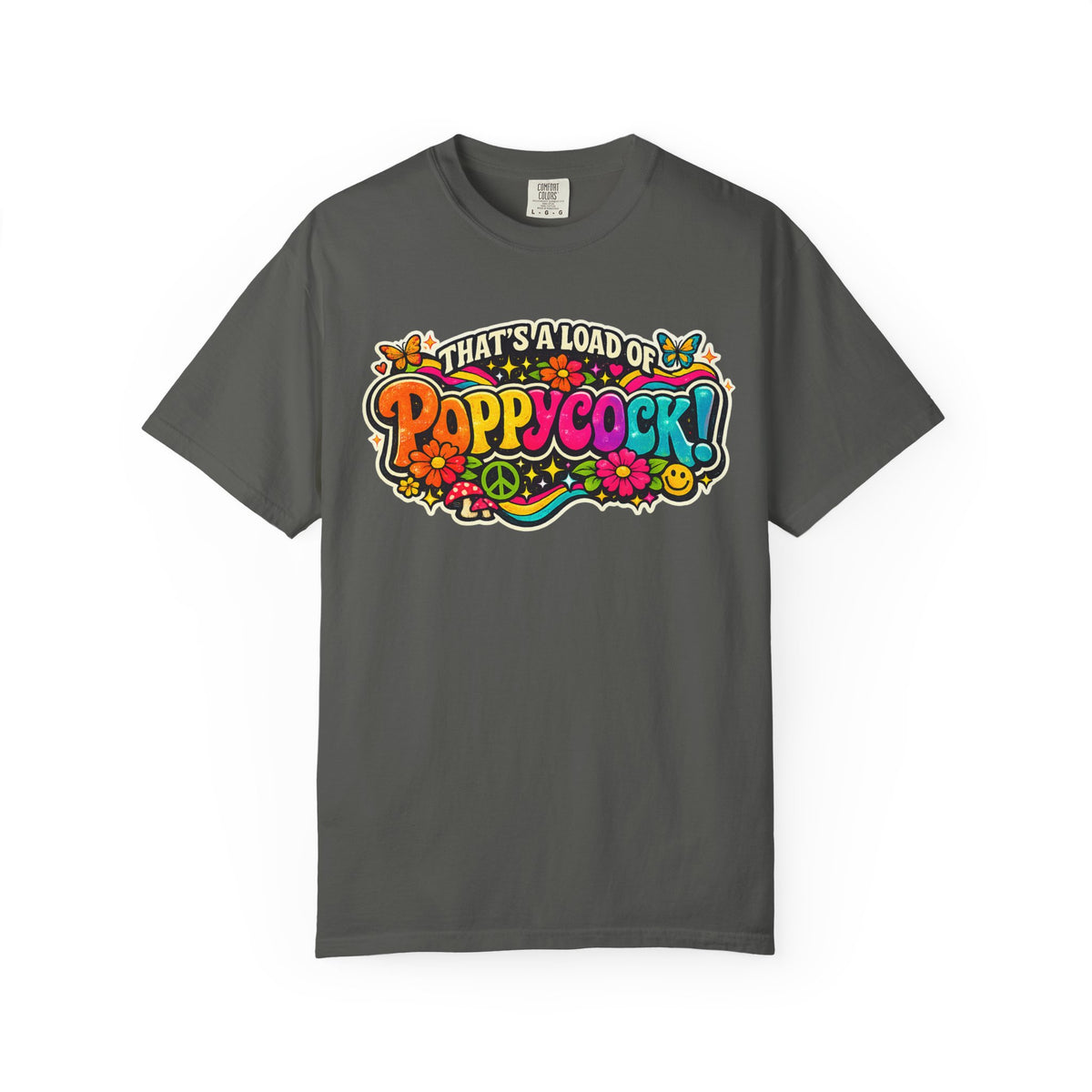 Poppycock Retro Hippie T Shirt  That’s a Load of Poppycock Colorful Vintage Floral Tee