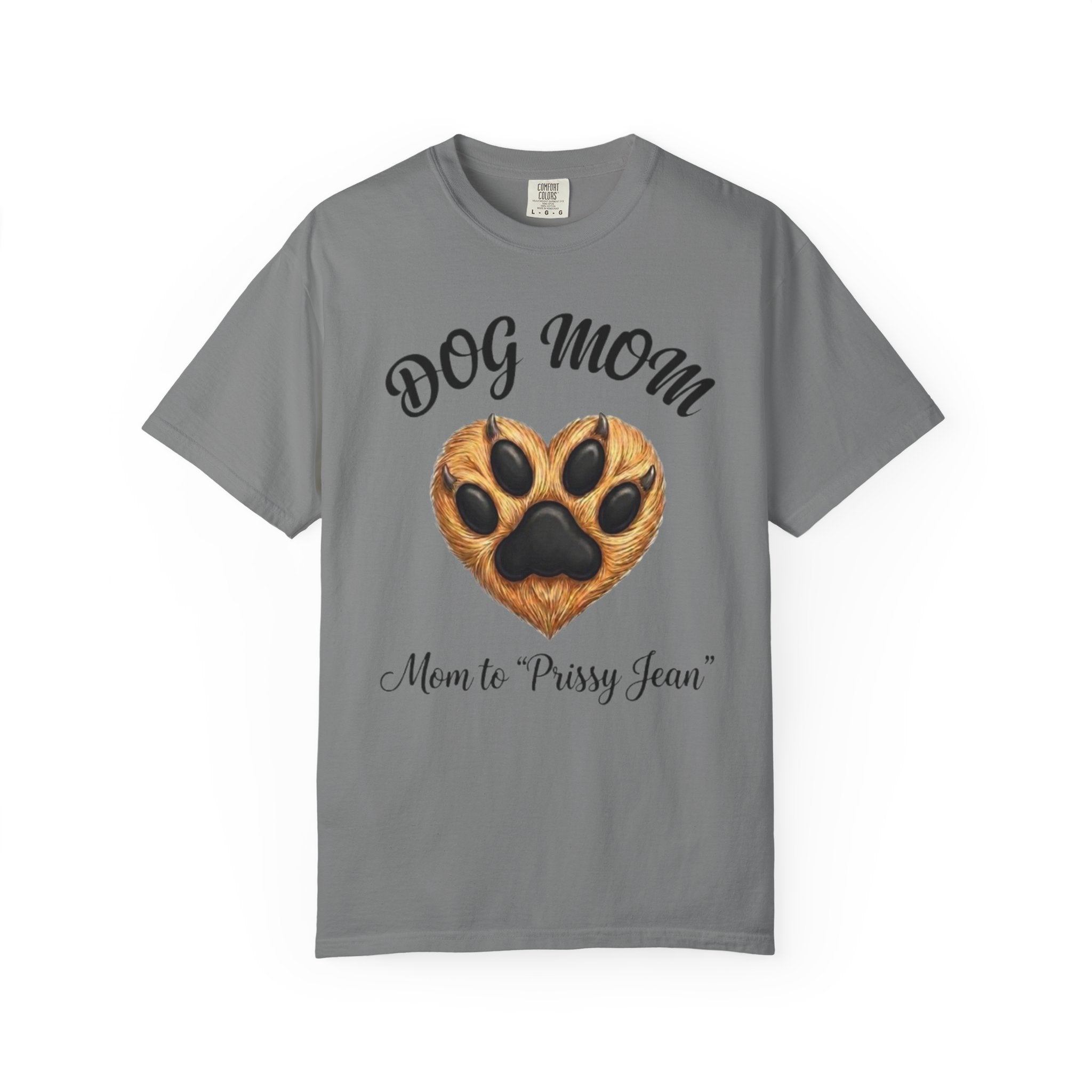 Dog Mom T-Shirt Heart Paw Print Mom to your DOGS name Pet Lover Tee
