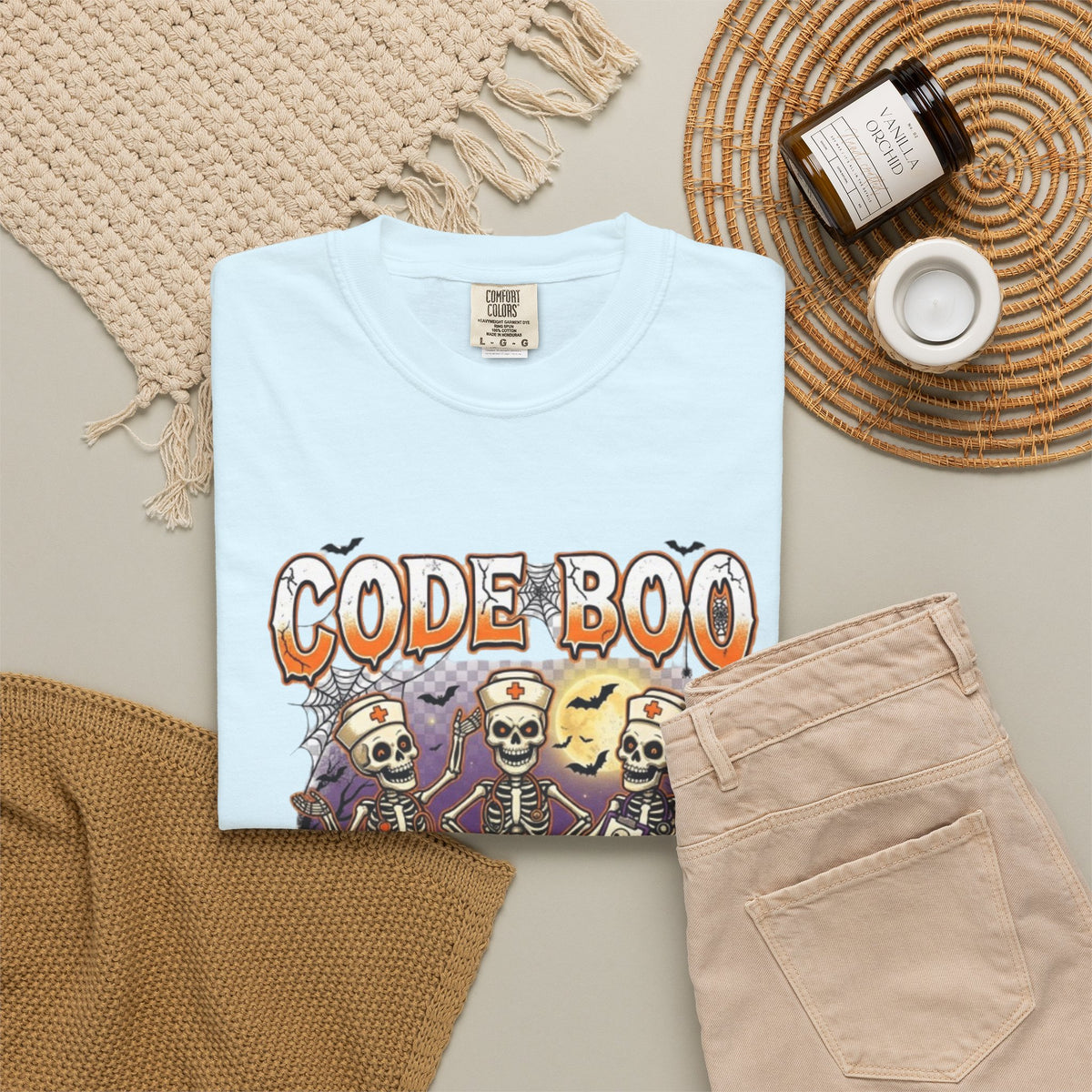 Nurse Code Boo Halloween T‑Shirt Spooky Season Skeletons