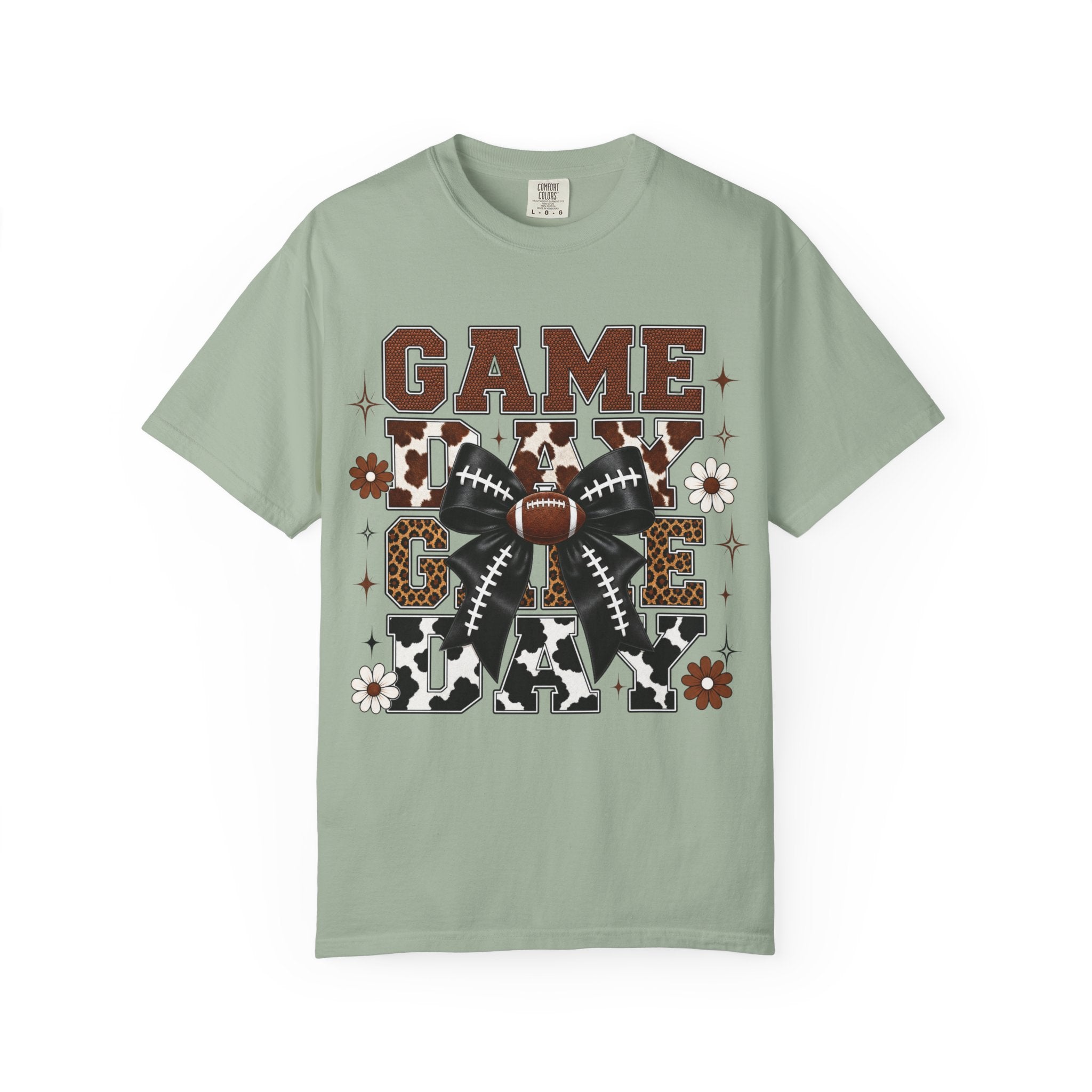 Game Day Football T Shirt Retro Bow and Floral Tailgate Tee