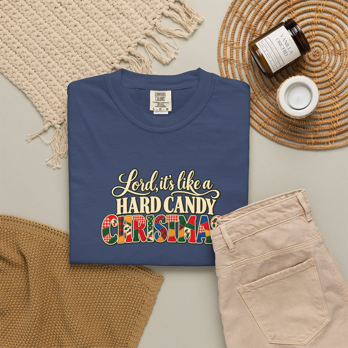 Hard Candy Christmas Shirt, Vintage Patchwork Christmas Tee, Retro Country Holiday Shirt, Coordinating Couple Christmas Shirts