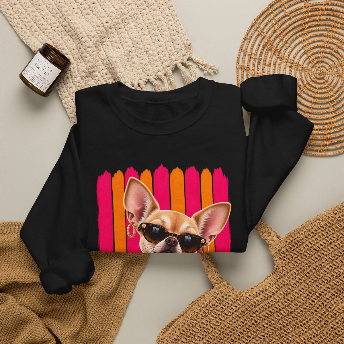 Chihuahua Sweatshirt, Unique Dog Lover Gift, Sassy Chihuahua Mom Sweater, Colorful Artsy Dog Apparel, Original Boutique Pet Lover Gift