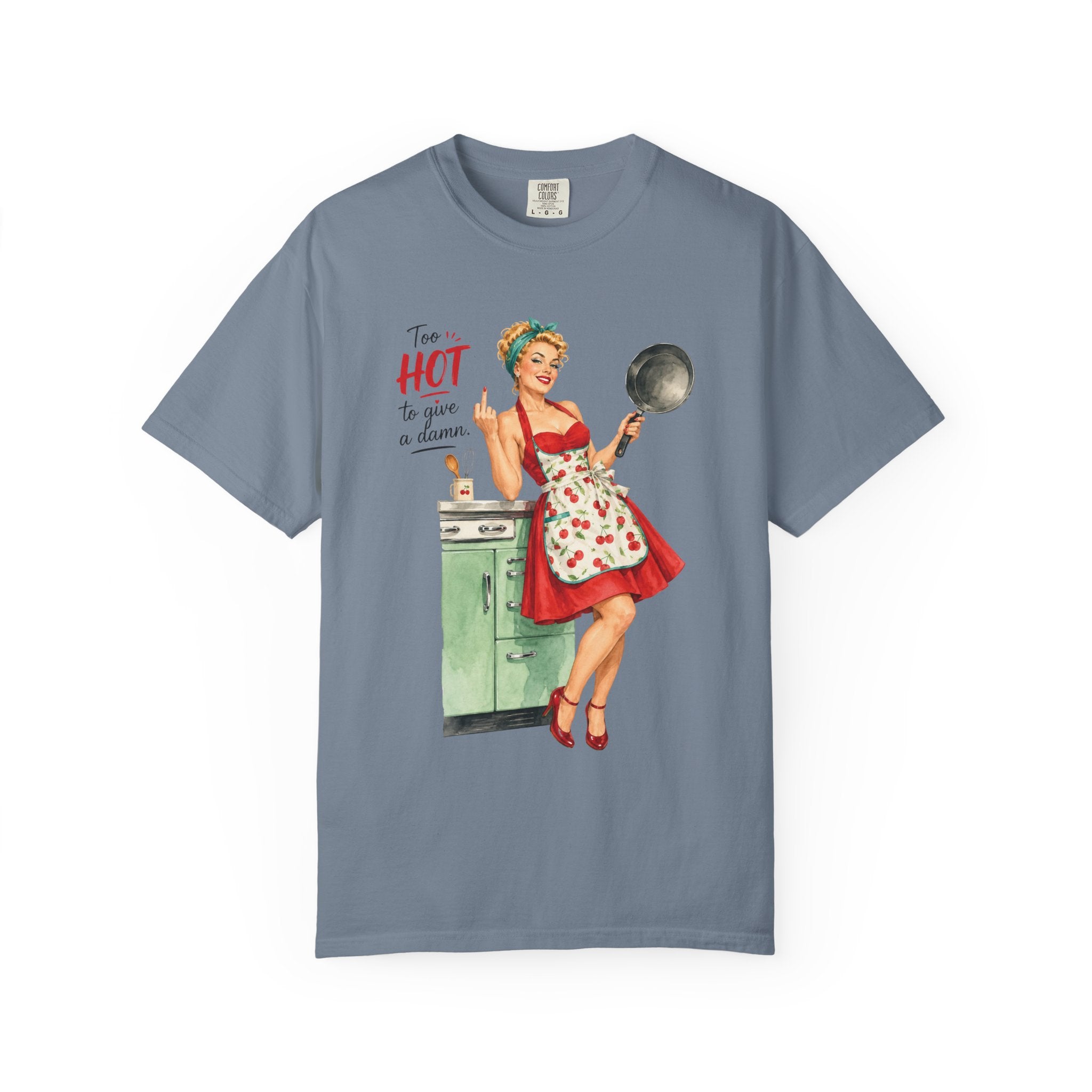 Vintage Pinup Cooking T-Shirt Too Hot to Handle Kitchen Tee