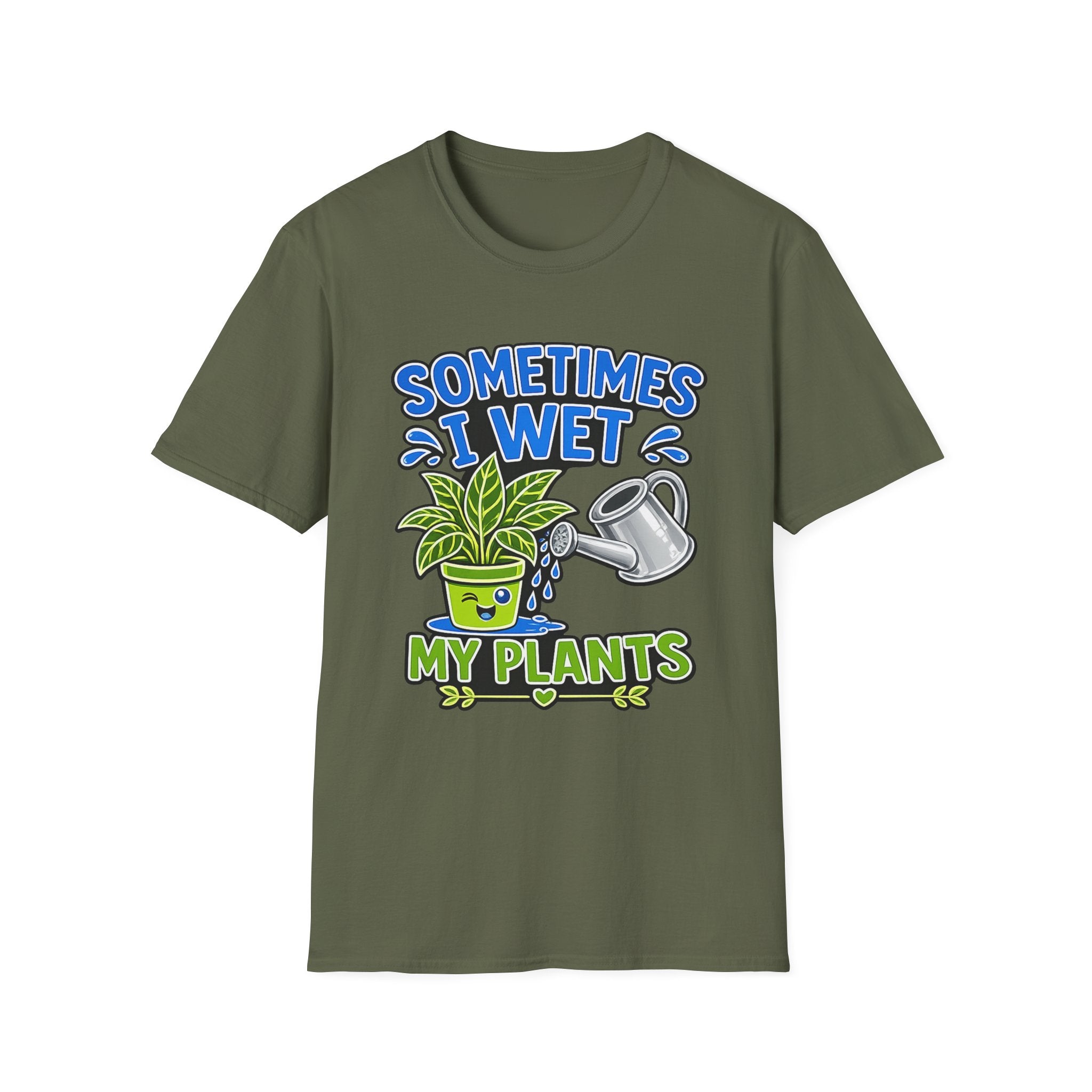 Plant Lover T-Shirt — "Sometimes I Wet My Plants" Funny Gardening Tee