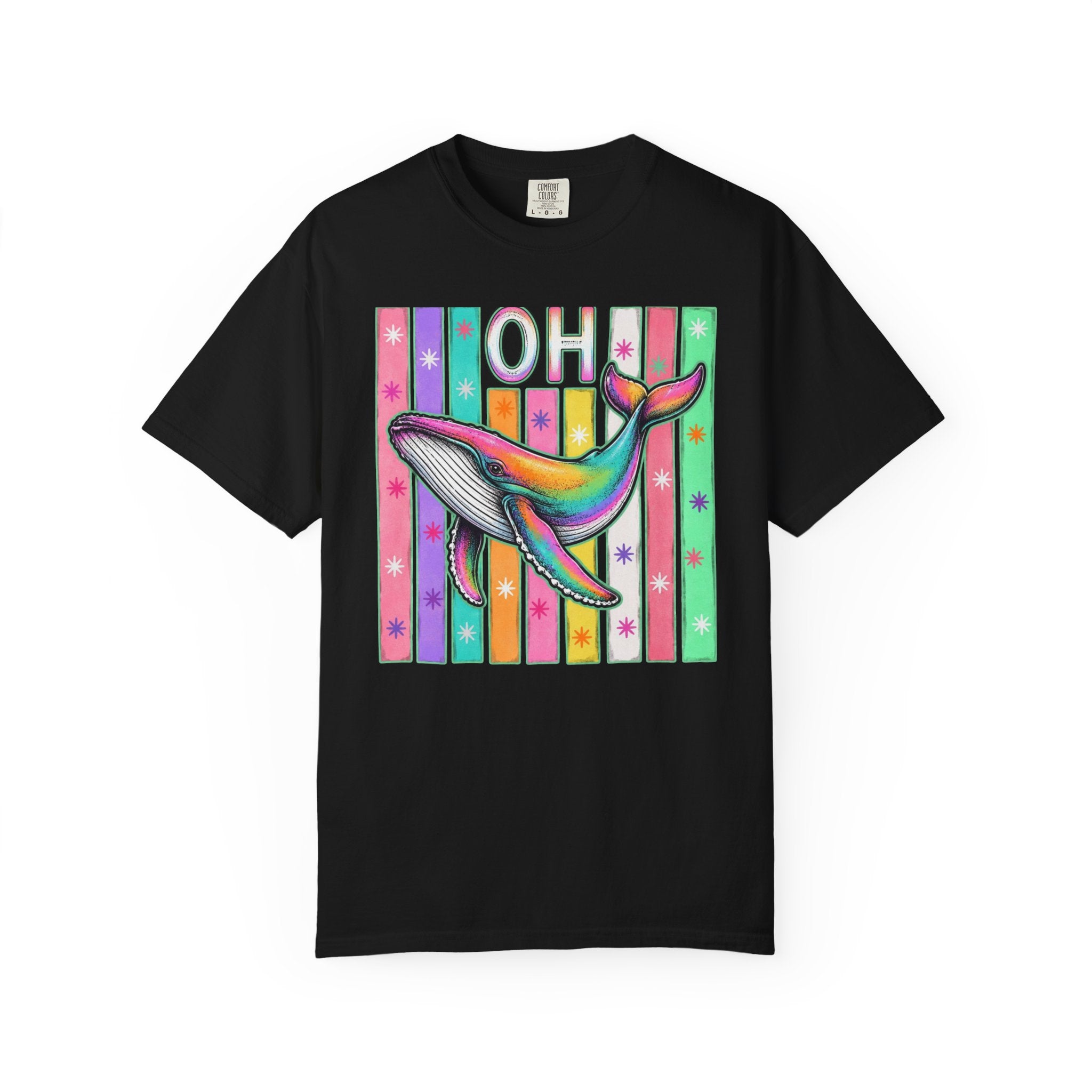 Oh Rainbow Whale T Shirt Retro Striped Graphic Tee