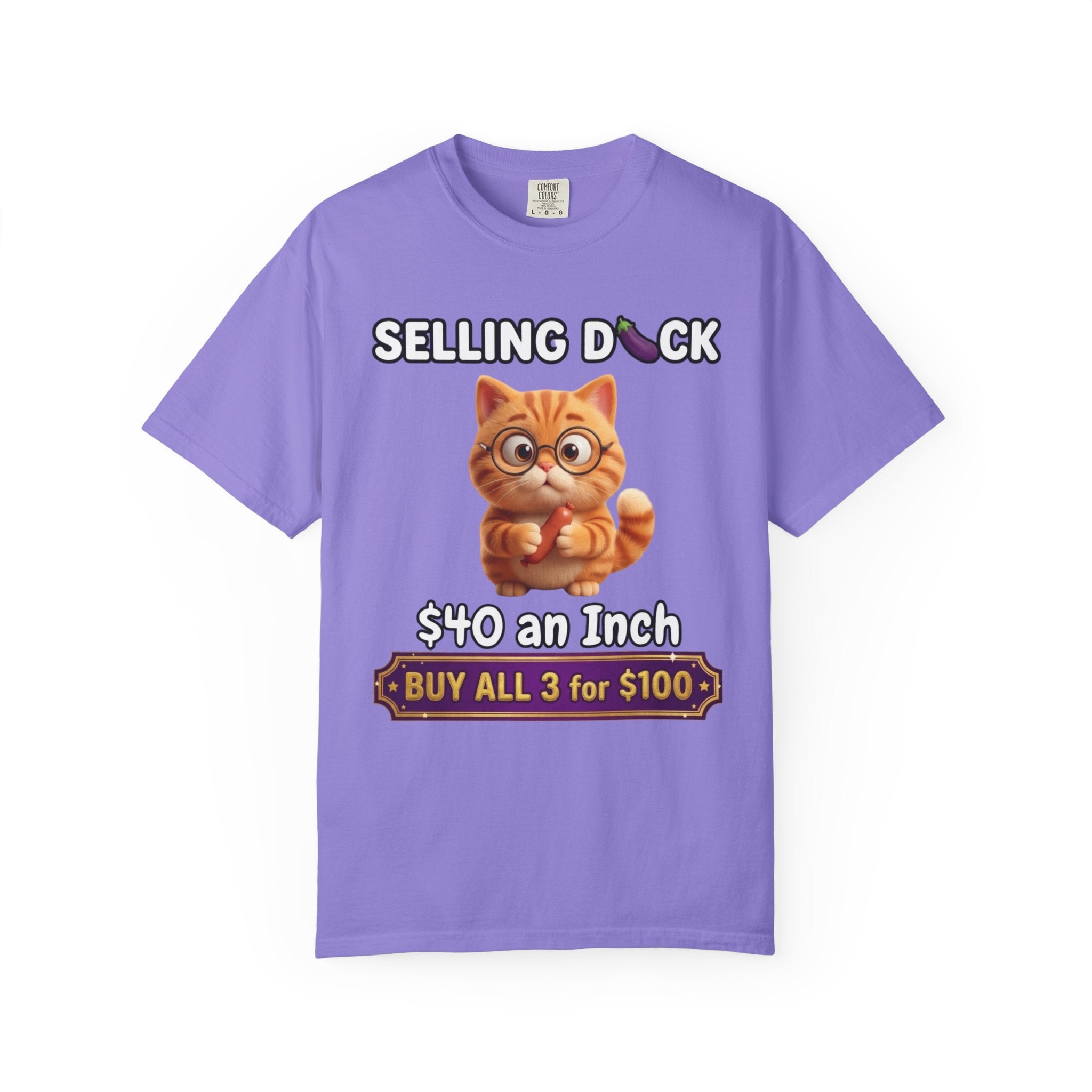 Funny Cat Graphic T-Shirt  Selling D ck Novelty Tee with Cute Kitten 40 an Inch Slogan