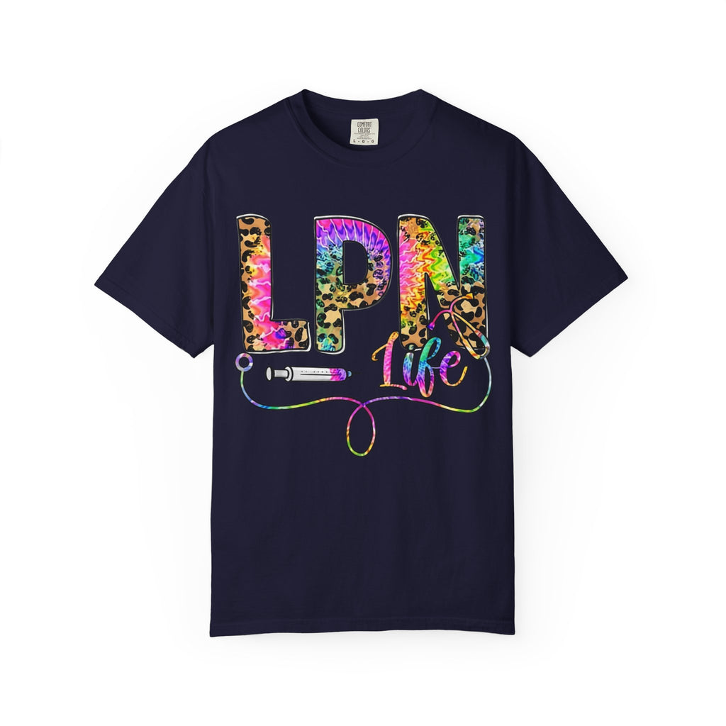 LPN Life T Shirt Colorful Leopard Stethoscope Nursing Tee