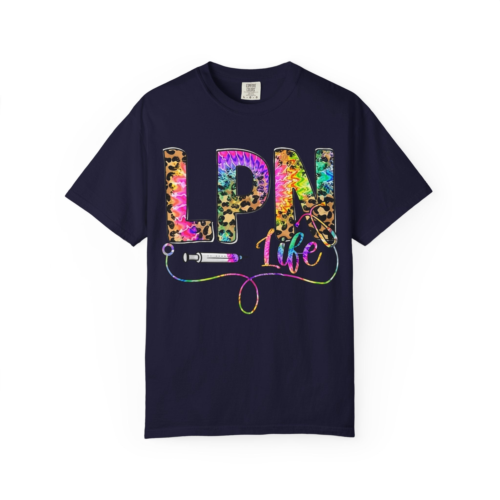LPN Life T Shirt Colorful Leopard Stethoscope Nursing Tee