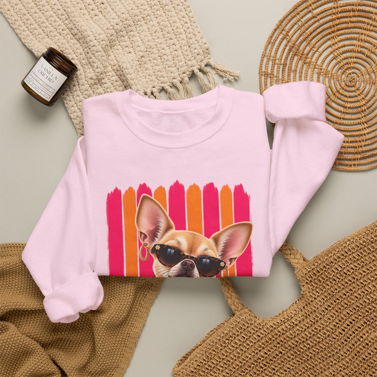 Chihuahua Sweatshirt, Unique Dog Lover Gift, Sassy Chihuahua Mom Sweater, Colorful Artsy Dog Apparel, Original Boutique Pet Lover Gift