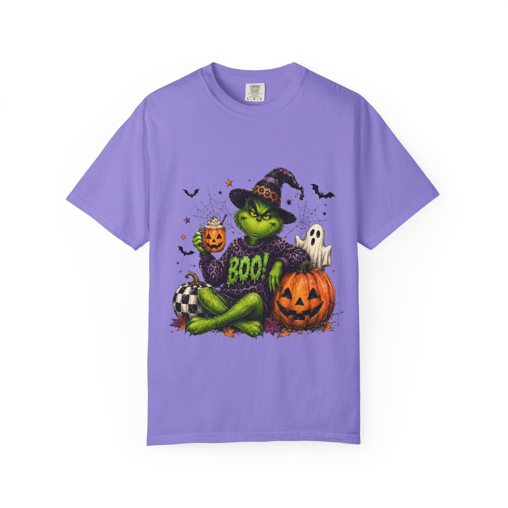 Halloween Grinch T Shirt BOO Witch Hat Pumpkin Graphic Tee