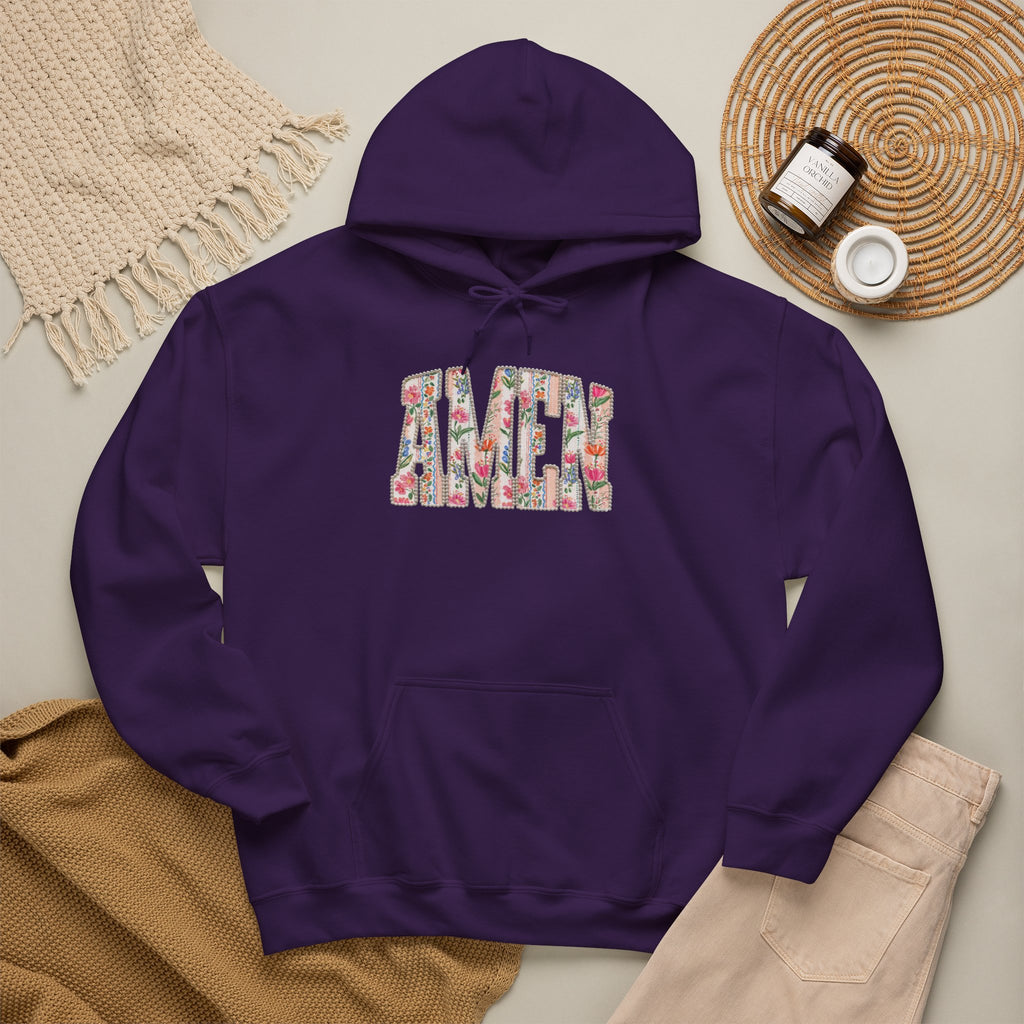 Floral AMEN Hoodie, Christian Faith Sweatshirt, Colorful Floral Religious Hoodie, Inspirational Christian Gift for Women