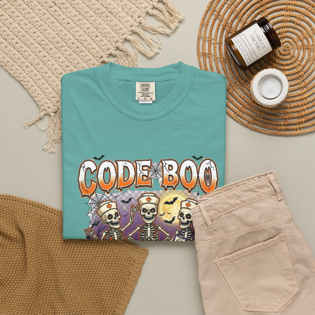 Nurse Code Boo Halloween T‑Shirt Spooky Season Skeletons
