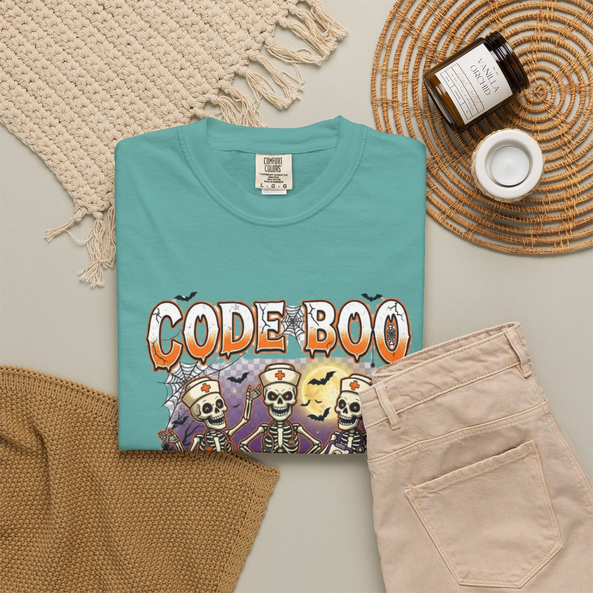 Nurse Code Boo Halloween T‑Shirt Spooky Season Skeletons