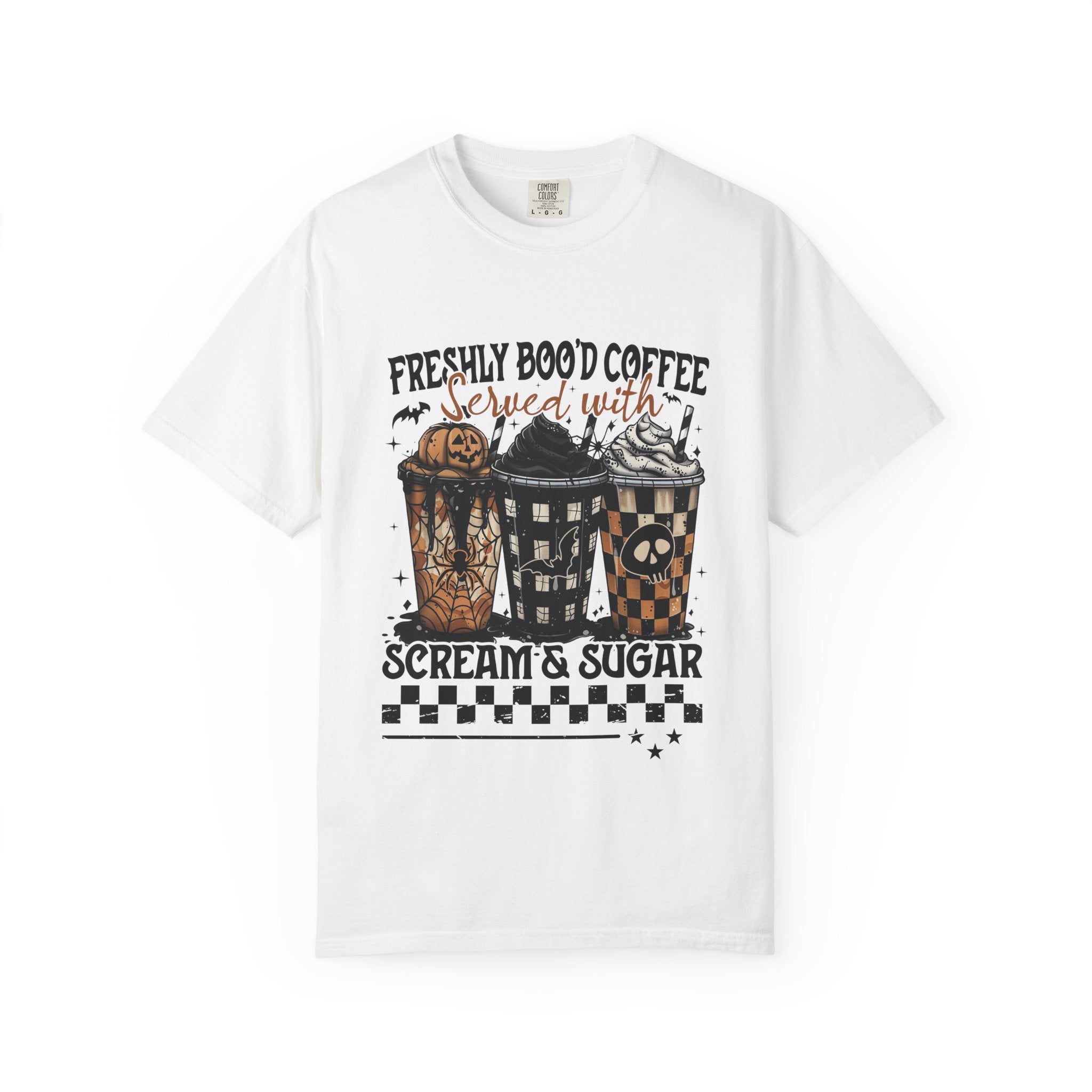 Coffee and Candy Halloween T Shirt Freshly Boo d Coffee Served with Scream and Sugar