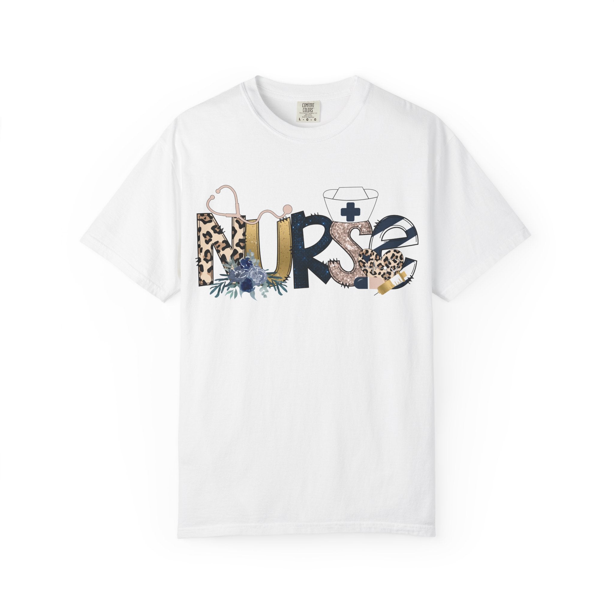 Nurse Floral Leopard Graphic T Shirt